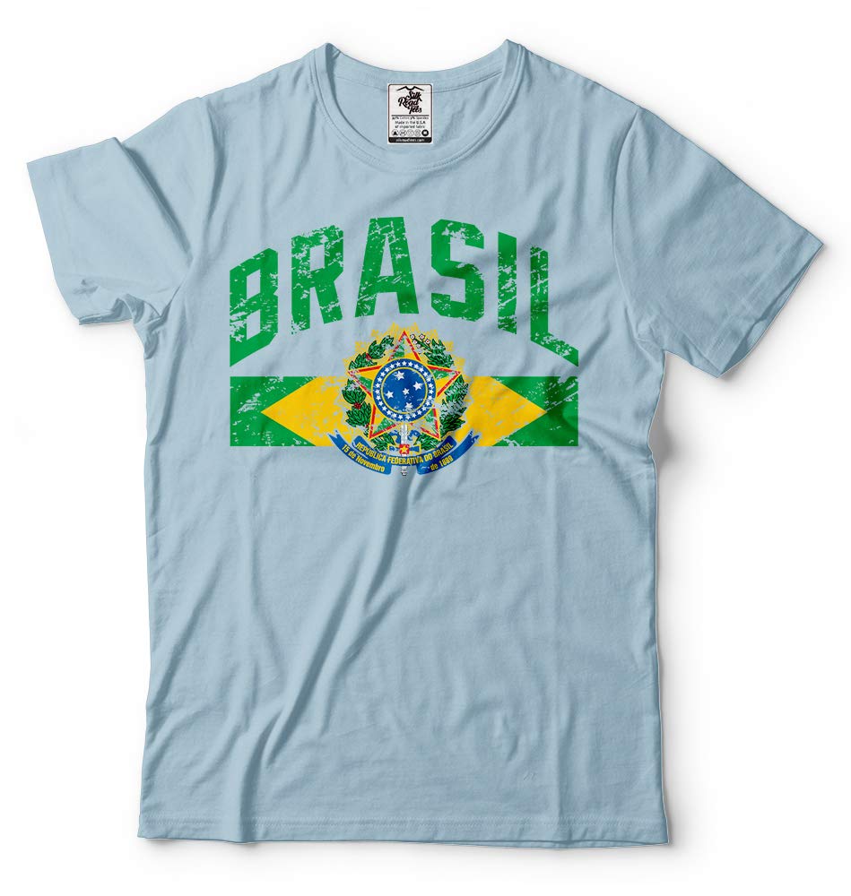 Brasil Flag & Coat of Arms Unisex T-Shirt - Soft Cotton Tee for Men & Women - Perfect for Soccer Games, National Pride & Casual Wear