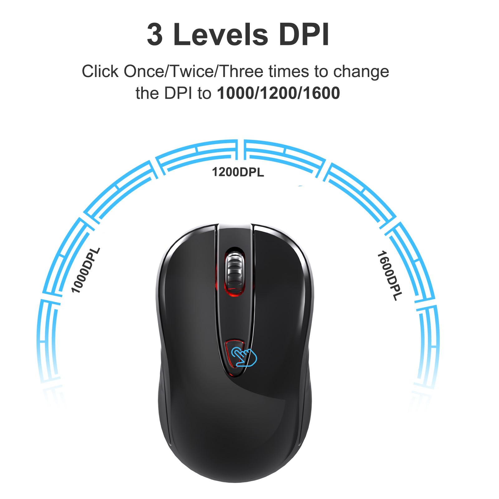OKIMO 2.4GHz Wireless Mouse with USB Receiver, Ergonomic Optical Tracking Computer Mouse for Laptop, PC, and Desktop - Portable Design for Home, Office, and Travel Use (Black)