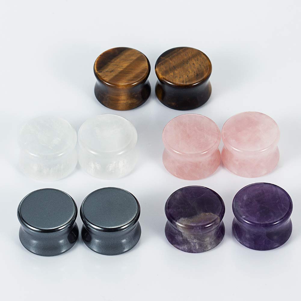 COOEAR 10PC Double Flare Stone Ear Plugs - Saddle Stretching Gauges Expander 2g to 5/8