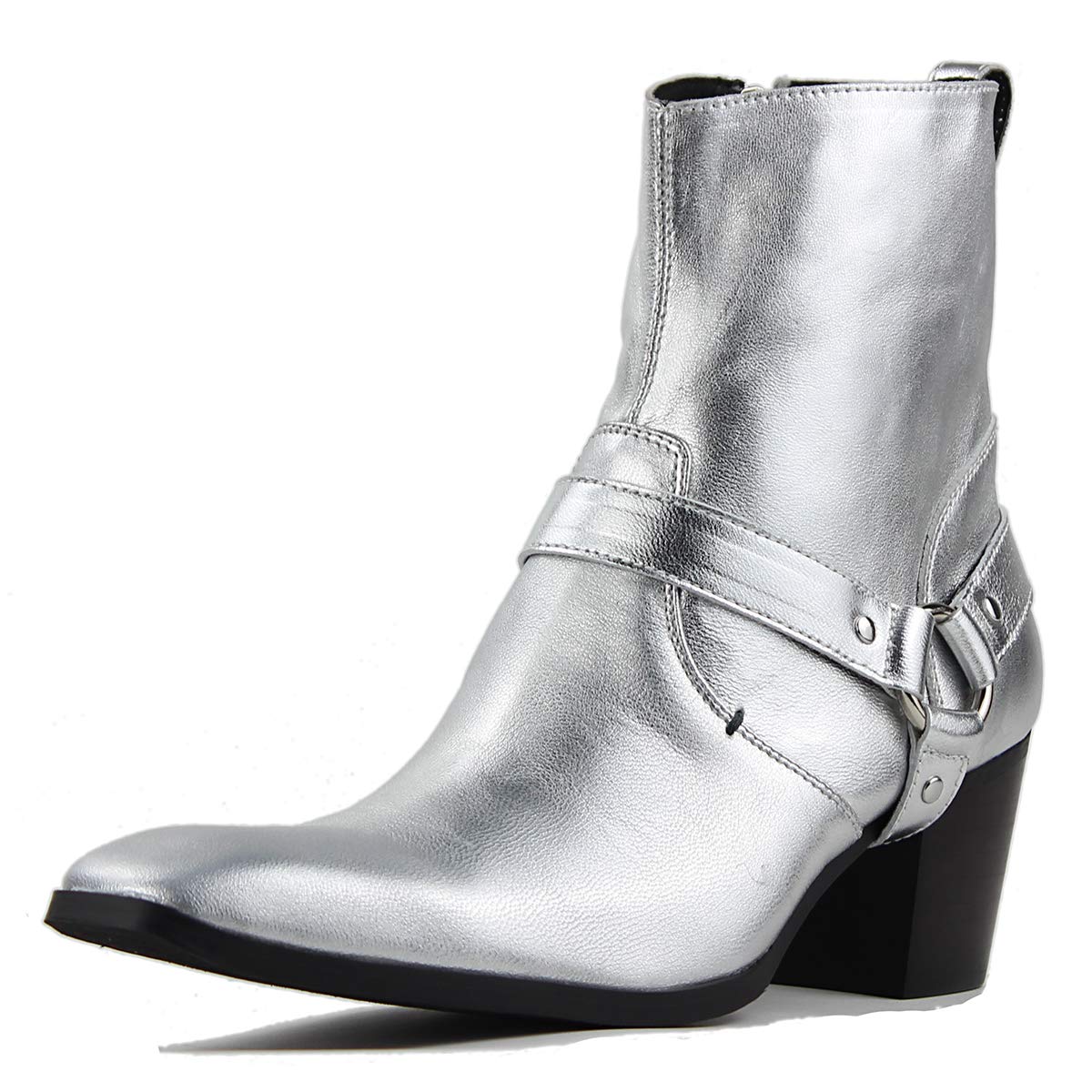 Stylish Men's Genuine Leather Ankle Boots - Pointed Toe Zipper-Up Casual Boots with Heel | Perfect for Office, Dating & Night Out