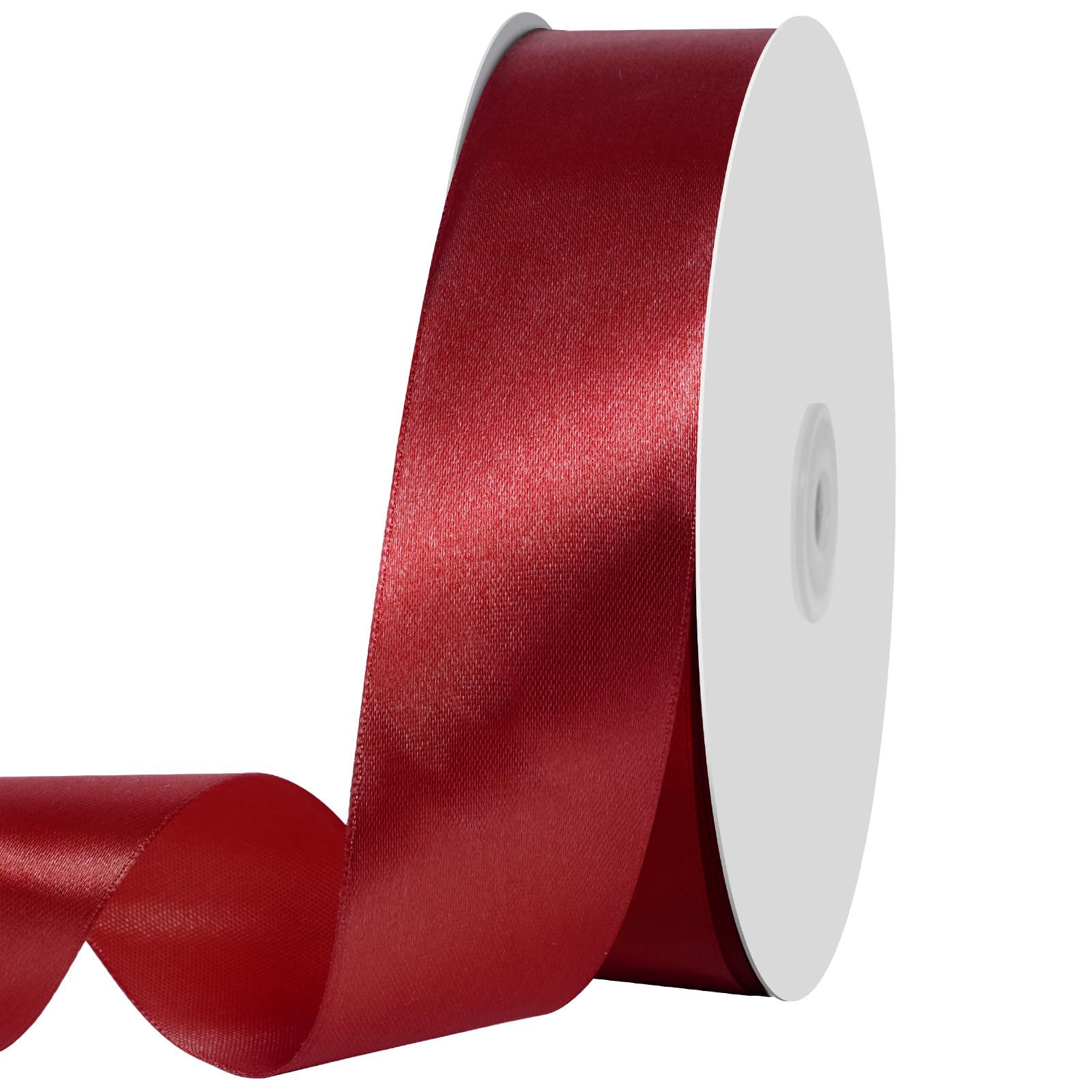 1-1/2 Inch Wine Red Satin Ribbon - 100 Yards Solid Fabric Ribbon for Gift Wrapping, Floral Bouquets, Wedding Decorations, Party & Home Decoration - Perfect for DIY Crafts, Holiday Gifts, and Event Styling
