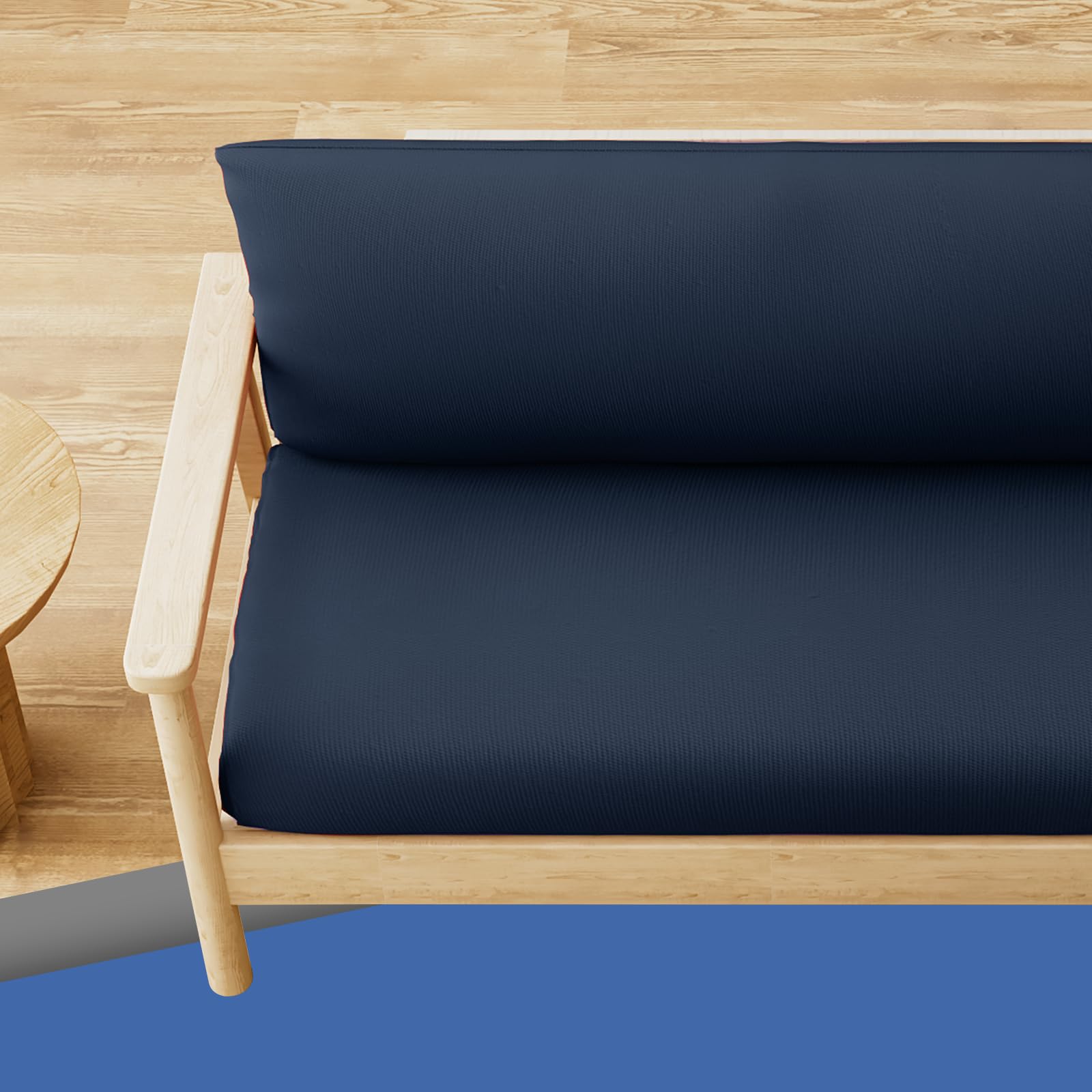 Stretchable Full Size Futon Cover - Armless Sofa Slipcover with Zipper, Machine Washable Furniture Protector for Kids & Pets (Navy Blue) - Perfect for Living Rooms, Dorm Rooms & Guest Bedrooms