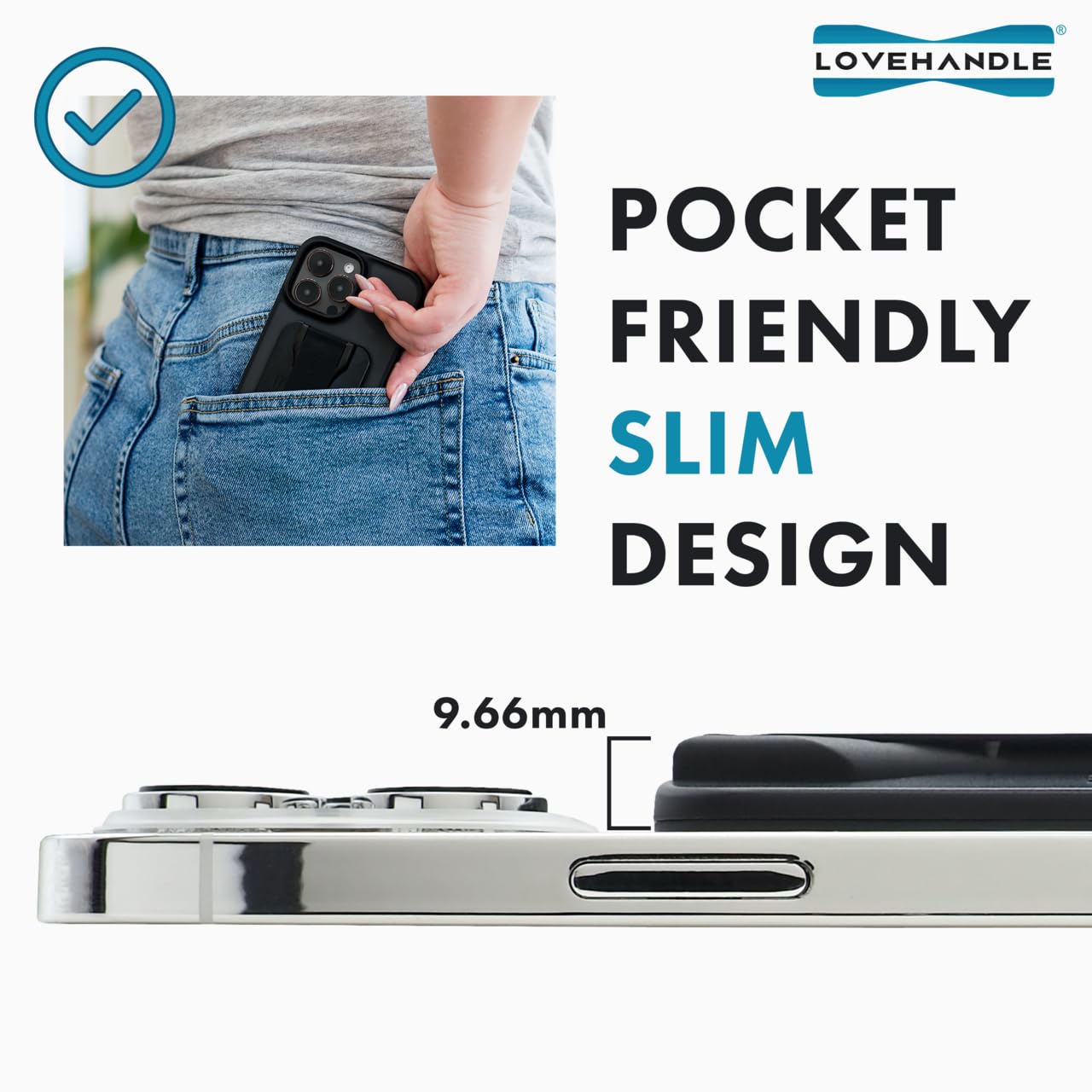 LoveHandle PRO Magnetic Phone Grip with Kickstand - MagSafe Compatible Phone Mount, Stand & Strap for iPhone & Tablets - Includes MagSafe Ring - Universal Fit for All Devices - Soft Black Silicone - Perfect for Driving, Video Calls & Hands-Free Use