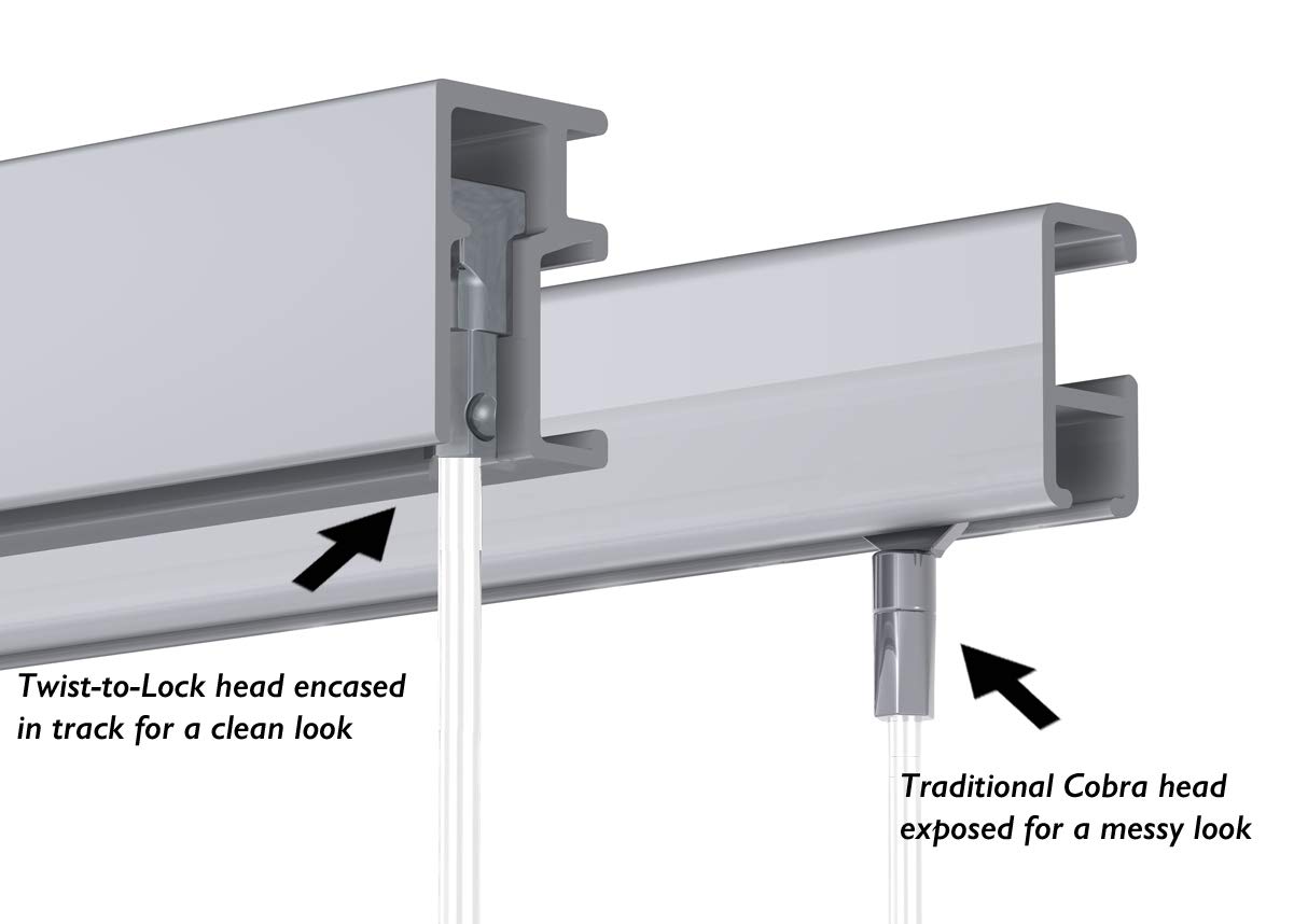 Heavy Duty Picture Hanging System Kit - 2 Rails, 4 Hooks & Steel Cables for Wall Art & Photos | Matte Silver Finish | Secure Display for Home & Office Decor