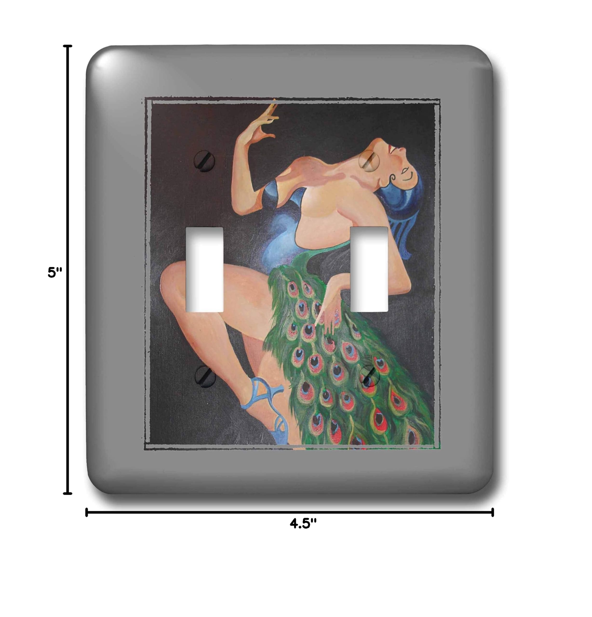 3D Rose Woman Peacock Party Double Toggle Switch - Decorative Light Switch Cover for Home, Bedroom, Bathroom & Office Decor