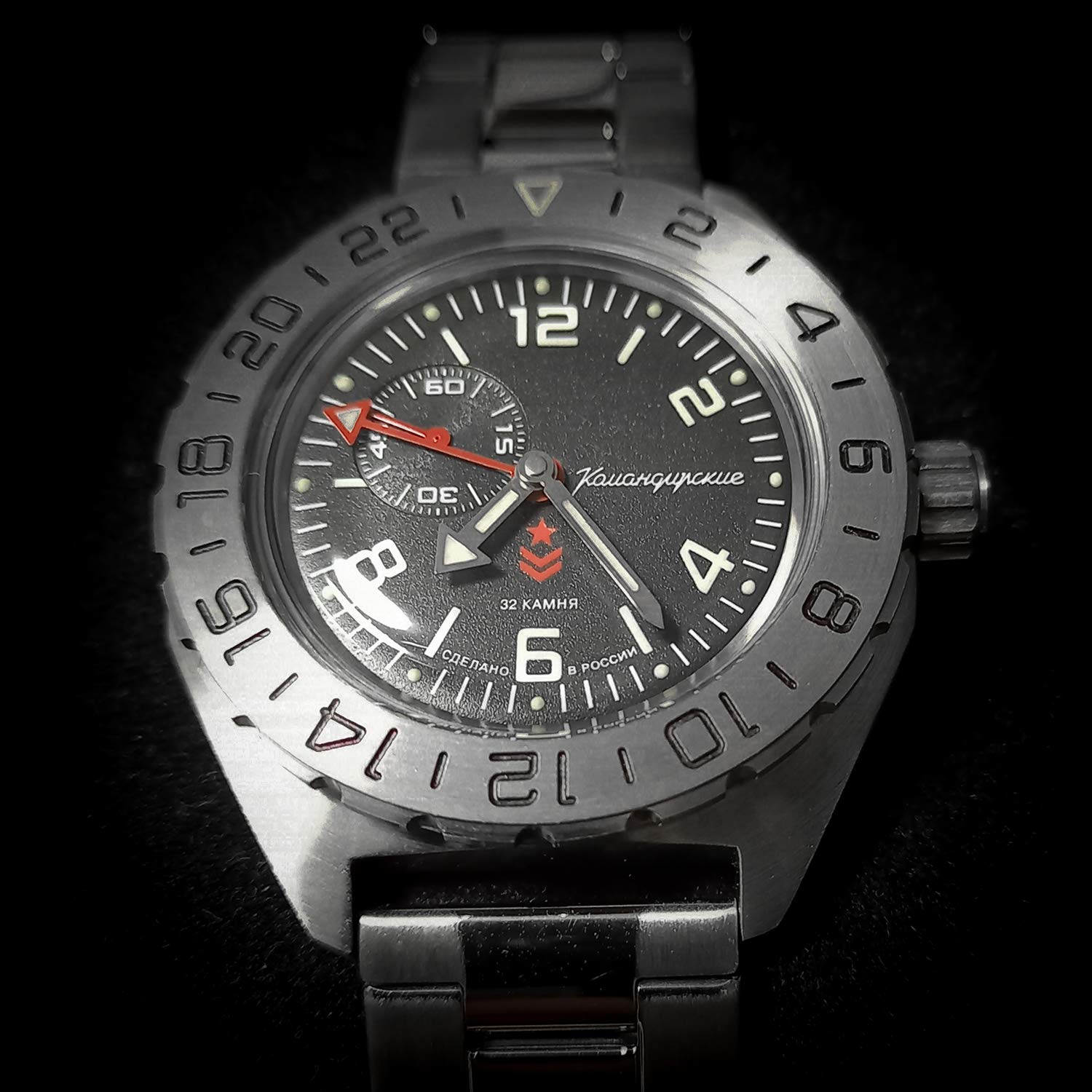 Vostok Komandirskie 650539 GMT Automatic Self-Winding Diver Watch for Men - Waterproof Mechanical Wristwatch for Diving, Swimming & Outdoor Adventures
