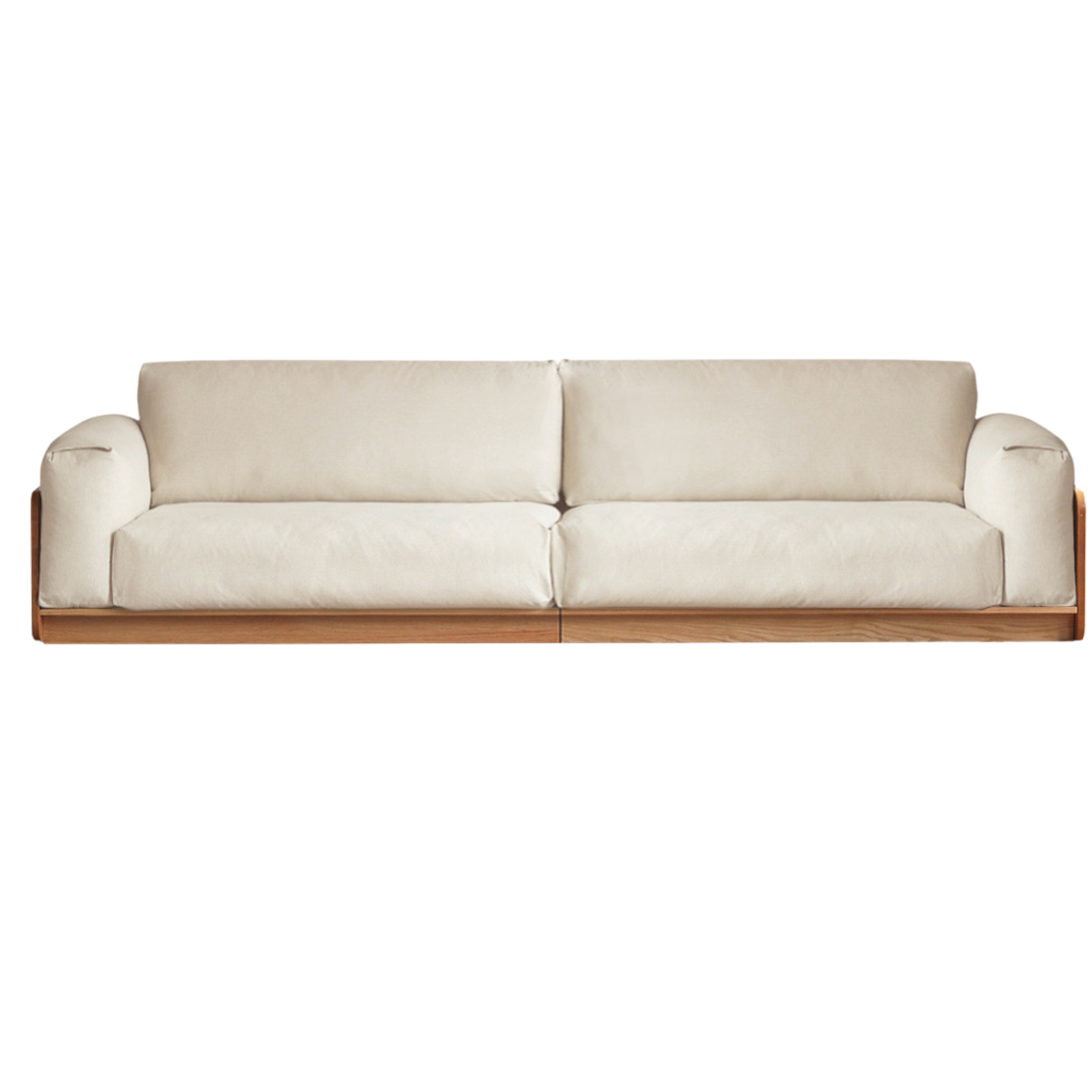 110.2x37x31.5 inch / 280x94x80 cm / Natural Wood Color / imitation cotton and linen pear white sofa