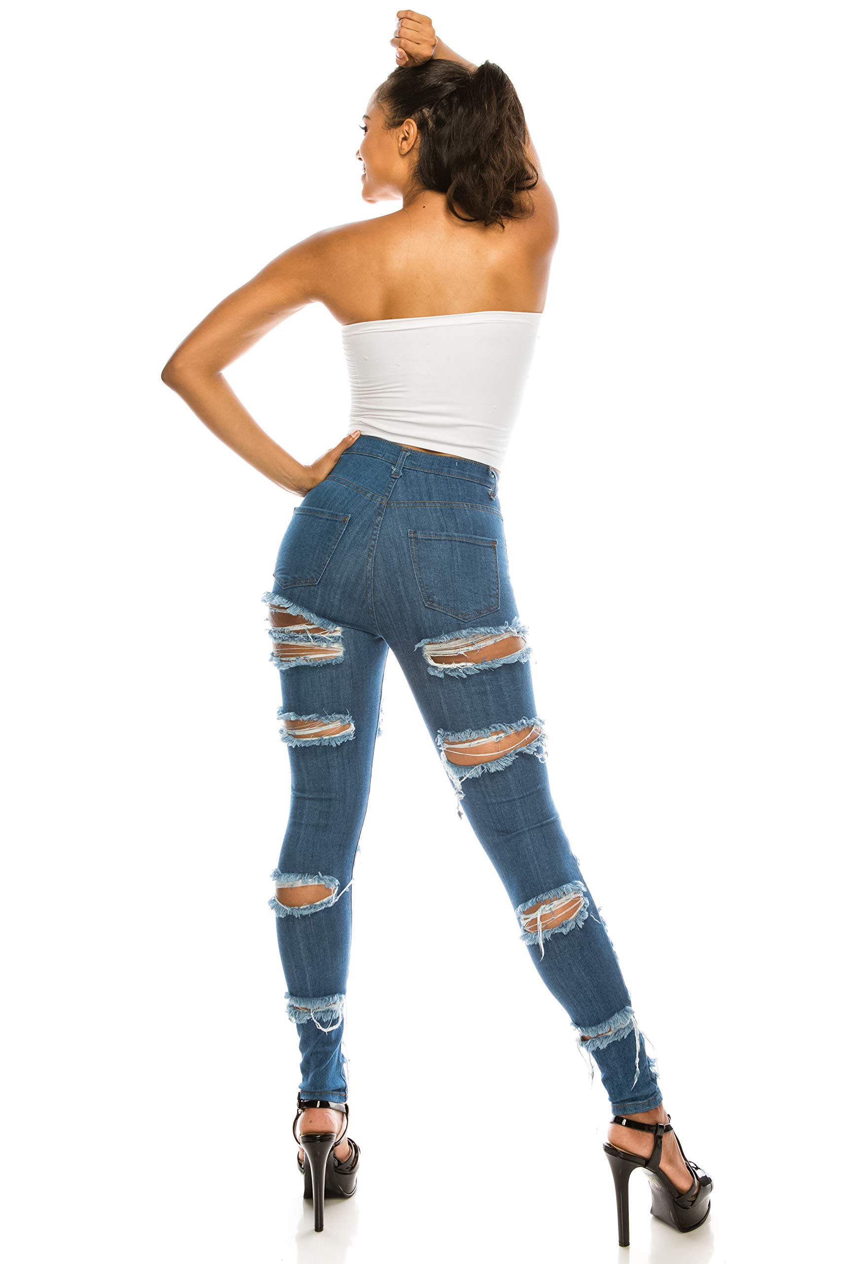 Aphrodite High Waisted Skinny Jeans for Women - Distressed Ripped Denim Pants with Hand Sanding Details | Perfect for Casual Outfits, Date Nights & Street Style Fashion