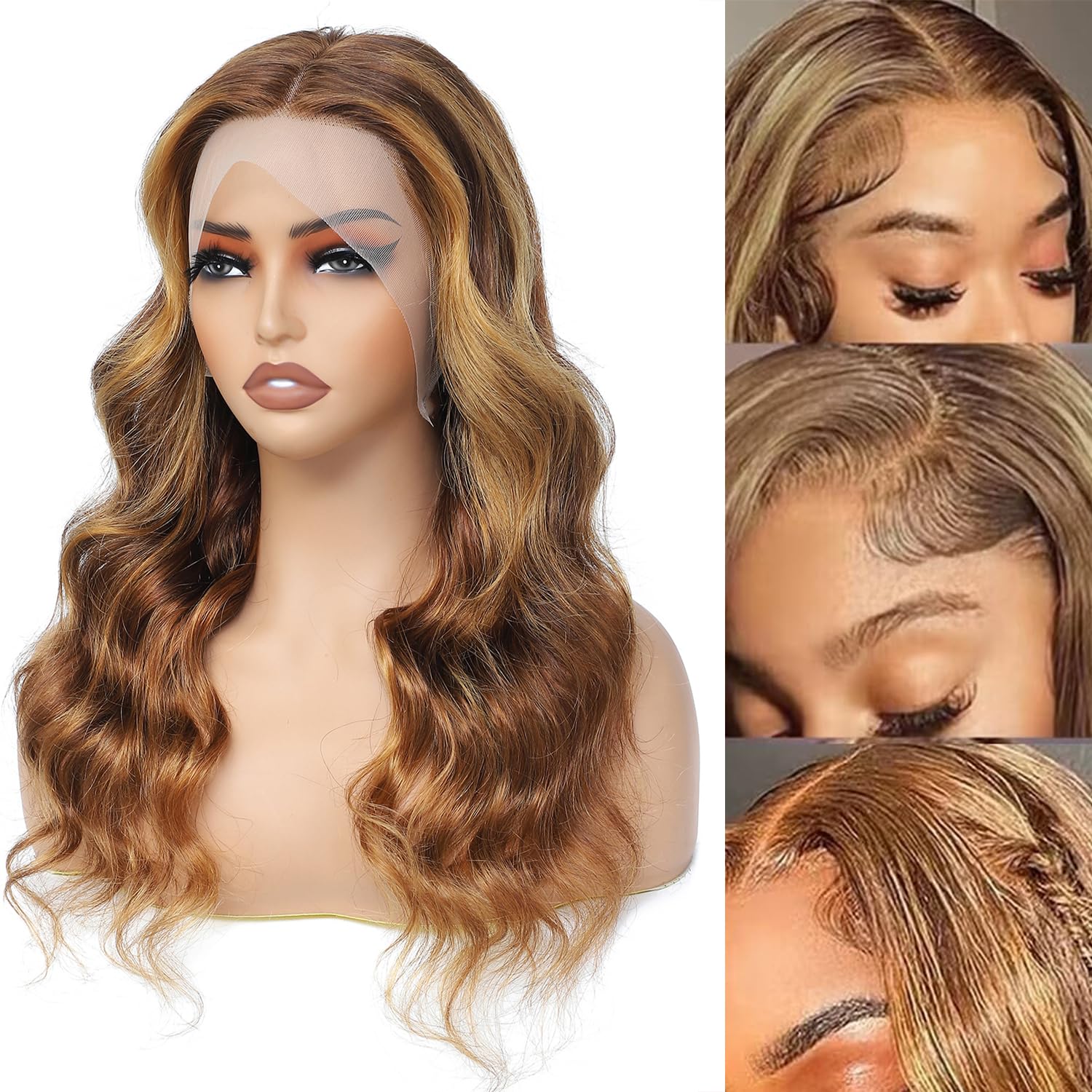 13x4 Ombre Lace Front Wigs Human Hair - Pre Plucked Brazilian Virgin Hair with Baby Hair | Blonde 13x4 Body Wave HD Lace Wig | Glueless 4/27 Colored Human Hair Wig for Women (26 Inches) - Perfect for Daily Wear, Cosplay, Parties & Special Occasions