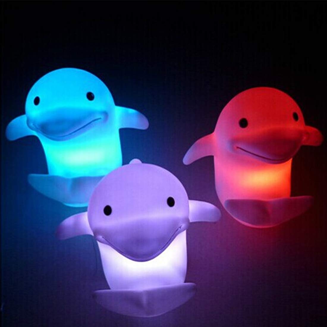 3Pcs Cute Dolphin LED Night Light - Color Changing Battery Operated Lamp for Kids Room, Bedside, Nursery | Perfect for Bedroom Decor, Wedding Party & Gift Ideas | Dimmable Mood Lighting with 7 Colors