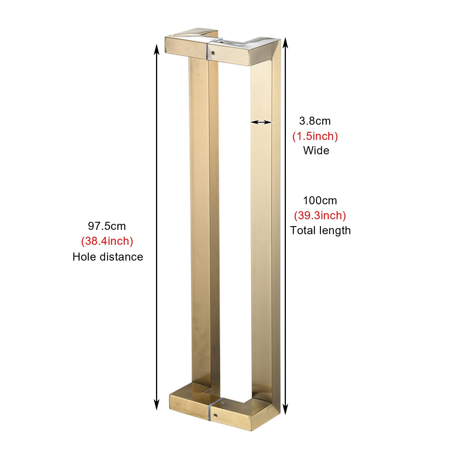 Double Sided H-Shaped Door Handle for Sliding Doors - Gold 40inch Barn Door Pull Handle for Wooden & Glass Doors - Perfect for Entryways, Closets & Room Dividers