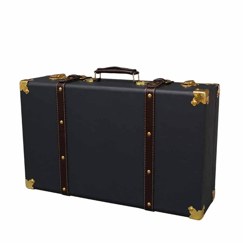 Vintage Wooden Suitcase Storage Box - 48x14x29cm Antique Luggage for Photography Props, Window Decor & Home Storage (Black) | Perfect for Vintage Themed Weddings, Photo Shoots & Home Décor