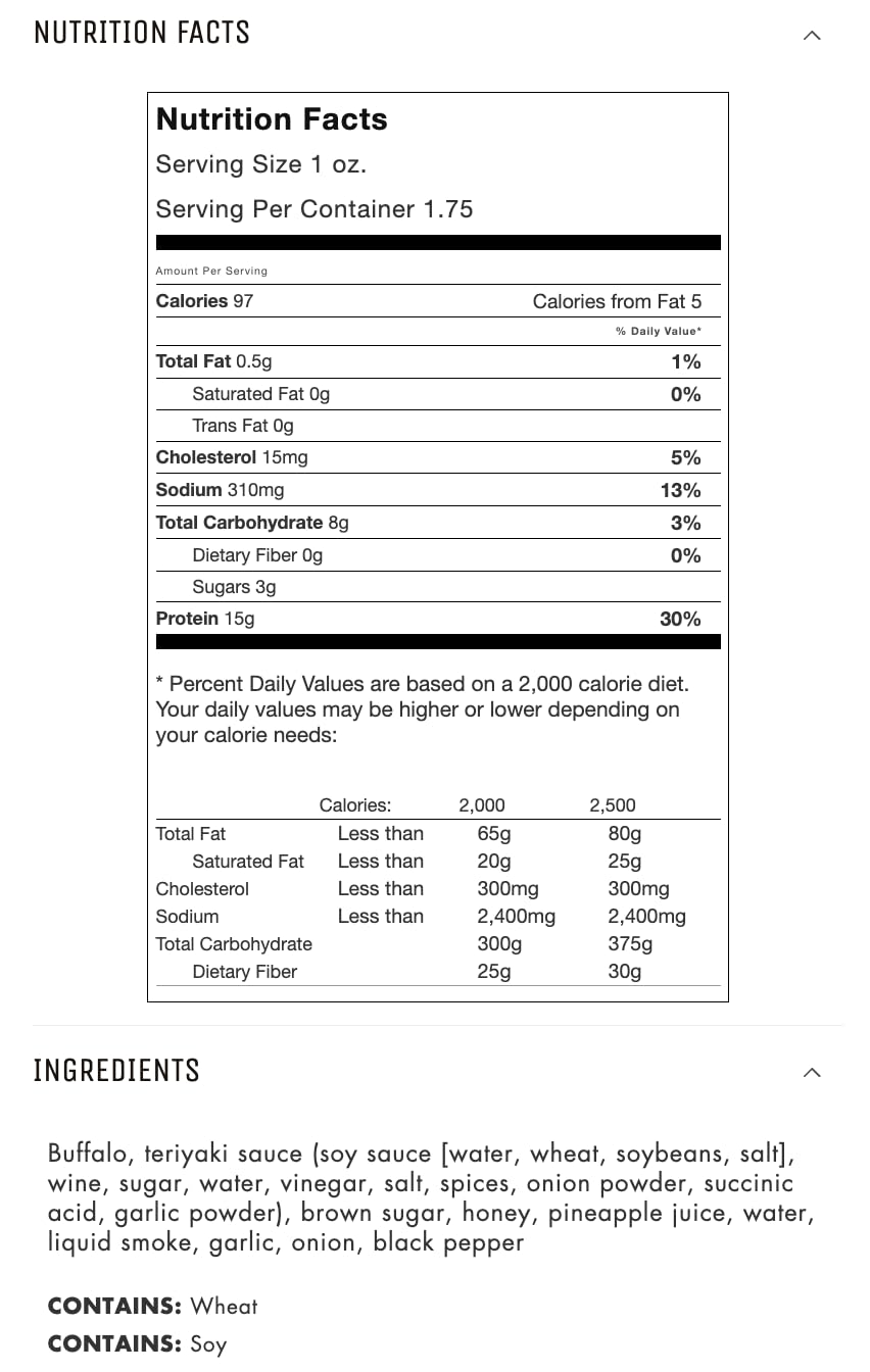 Exotic Teriyaki Buffalo Jerky - Wild Game Meat Snacks, High Protein, All Natural, No Preservatives - Healthy Protein Snacks for Adults & Outdoor Enthusiasts - 1.75oz (3 Pack) | Perfect for Hiking, Camping & Keto Diet