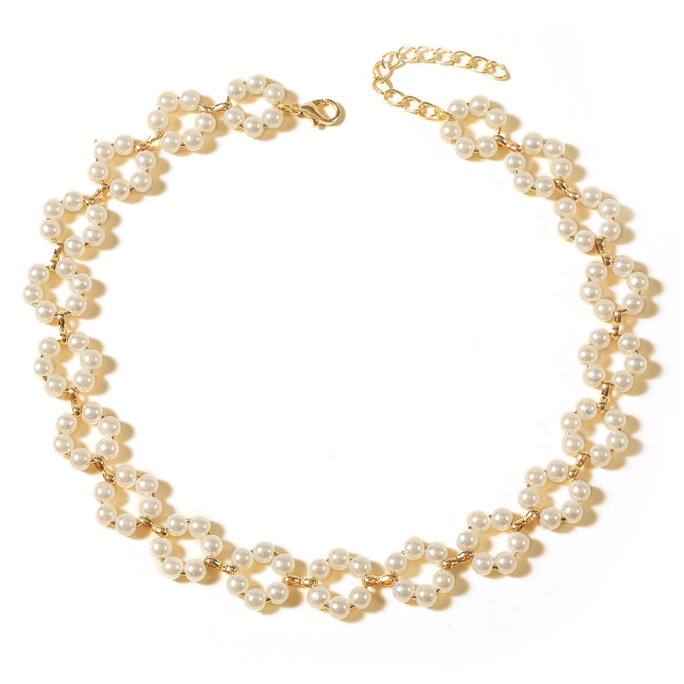 Shining Diva Fashion Pearl Choker Necklace for Women - Elegant Layered Chain Pendant Collar Jewelry Gift for Girls | Perfect for Parties, Weddings & Date Nights (14633np)