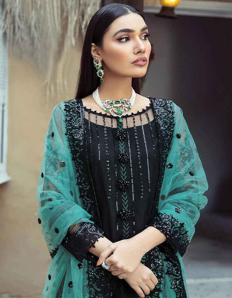 Elegant Black Faux Georgette Palazzo Salwar Suit - Women's Indian Ethnic Wear for Parties, Weddings & Festive Occasions