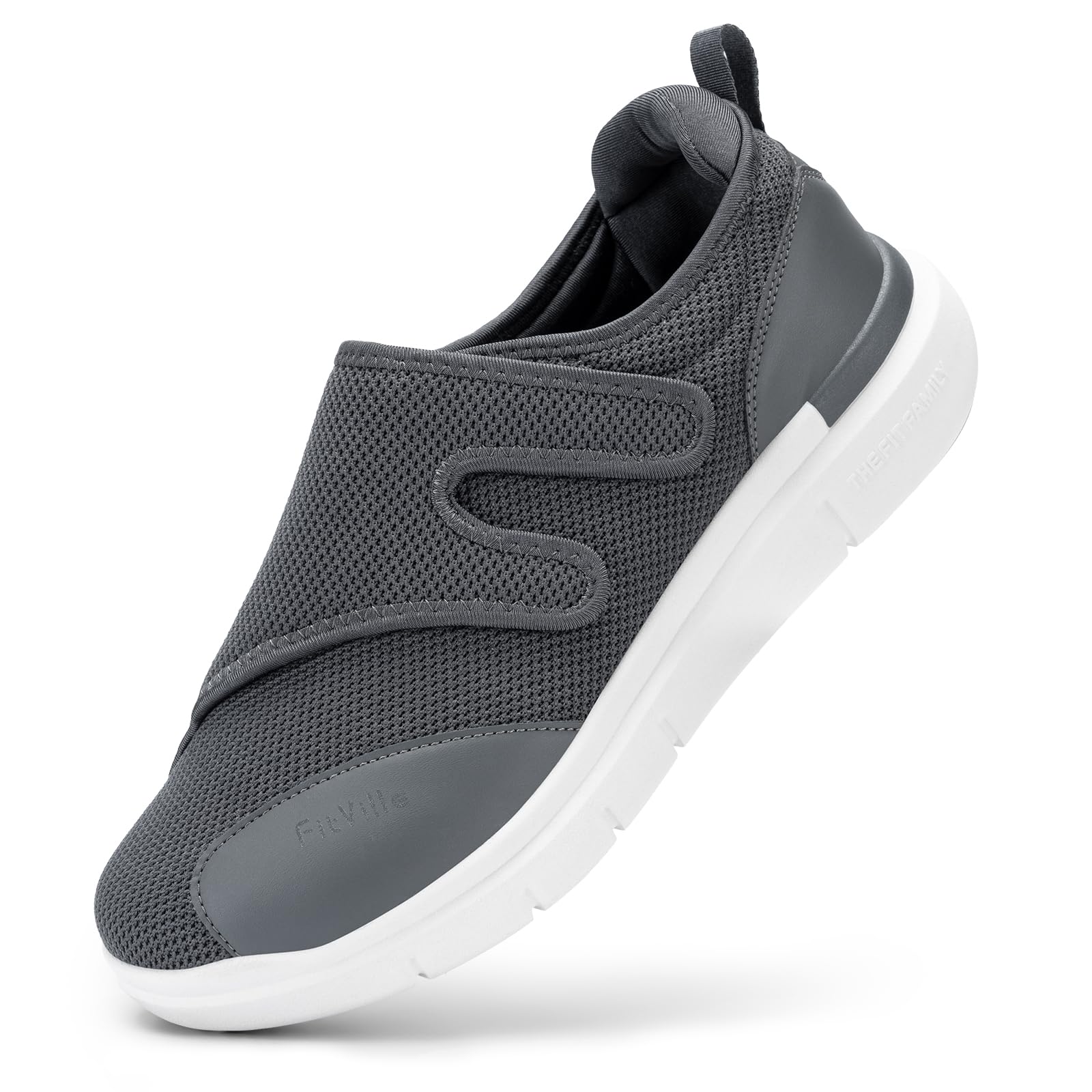 FitVille Diabetic Shoes for Men - Extra Wide Width XX-Wide Orthopedic Slip-On Sneakers with Adjustable Closure, Arch Support & Cushioning - Therapeutic Walking Shoes for Swollen Feet - Ideal for Elderly, Diabetics & Plantar Fasciitis Relief