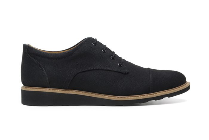 Ahimsa Vegan Victor Oxford Shoes for Men - Wide Width Black Canvas Loafers for Casual & Business Wear