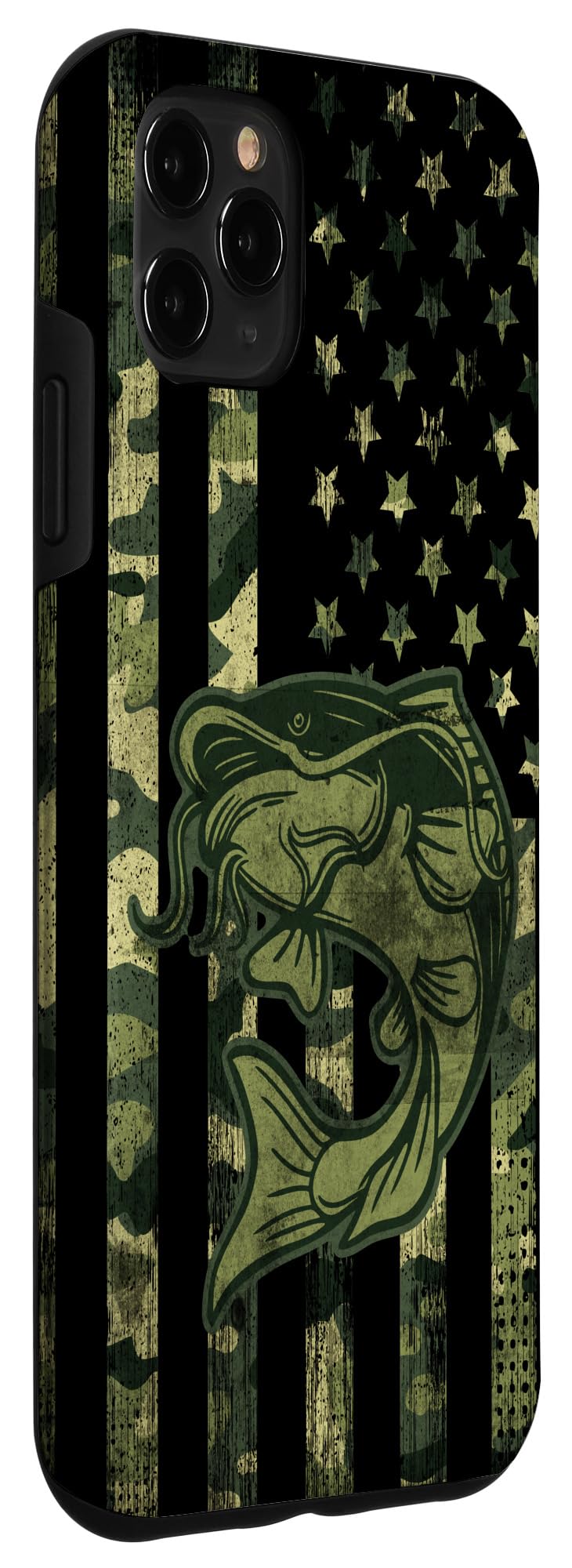 iPhone 11 Pro Max Camo American Flag Case - Patriotic Waterproof Phone Cover for Fishing, Hunting & Outdoor Adventures