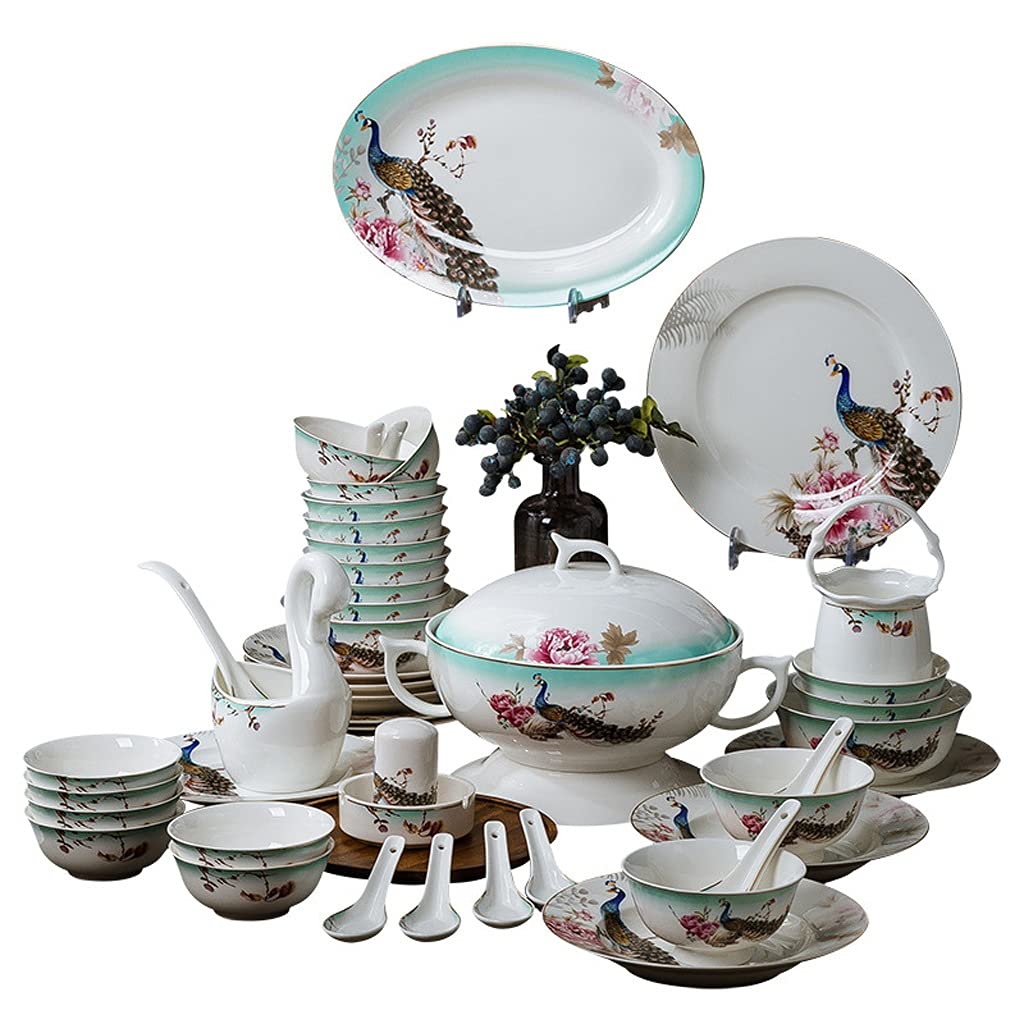 Premium CHYSP 12-Piece Ceramic Dinnerware Set - Elegant Bone China Plates & Bowls for Noodles, Soup, Salad | Dishwasher & Microwave Safe for Everyday Use, Dinner Parties & Gifting