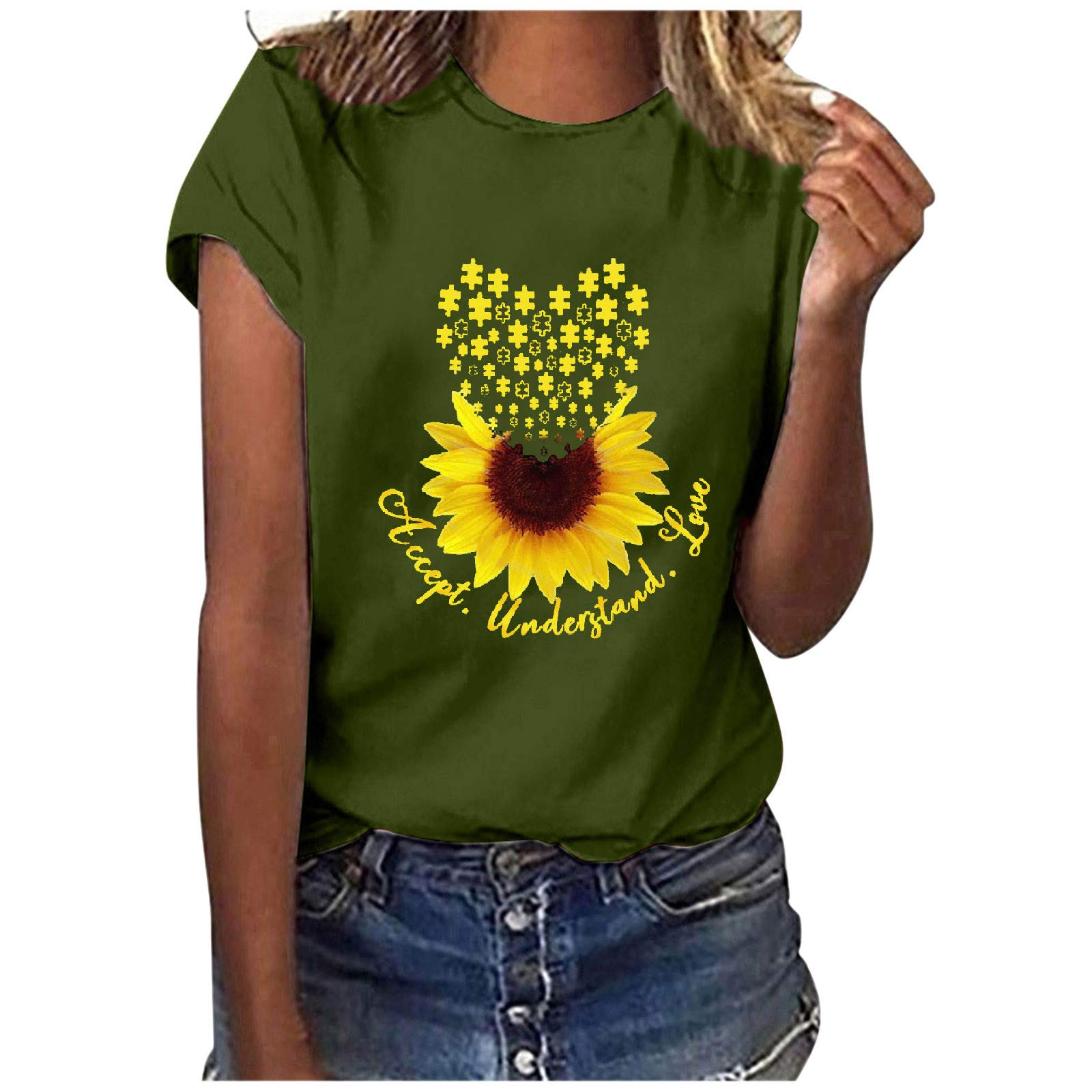 Women's Casual Summer Blouse - Flowy Loose Short Sleeve Printed T-Shirt with O-Neck Design | Perfect for Beach Outings, Weekend Brunch & Summer Vacation Outfits
