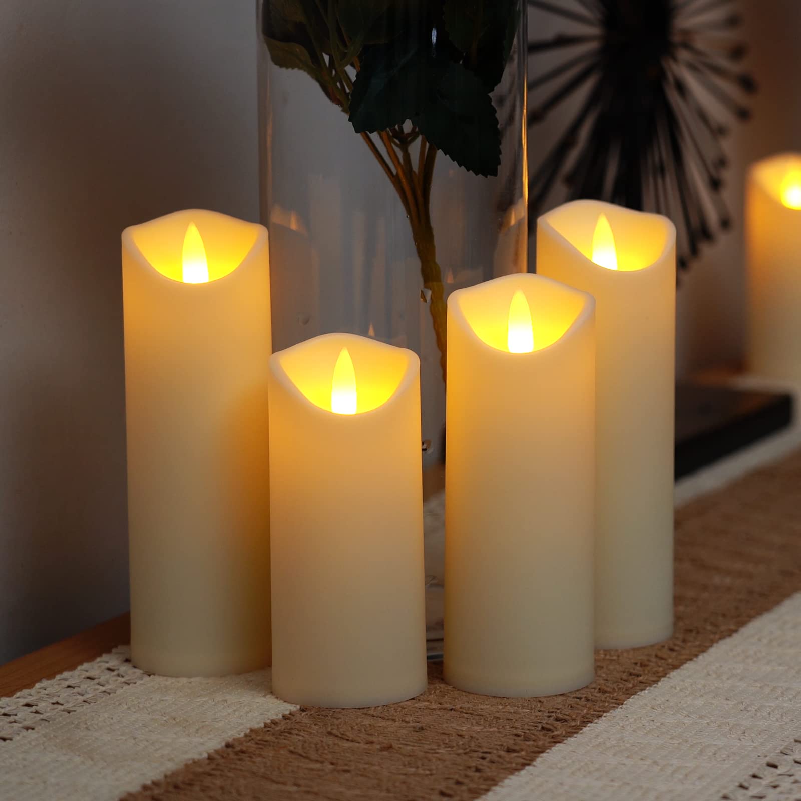 Homemory Flameless LED Candles - Battery Operated Electric Candles with Remote & Timer, Frosted Plastic Fake Candles That Won't Melt (Ivory, Set of 9) - Perfect for Home Decor, Weddings, and Romantic Ambiance