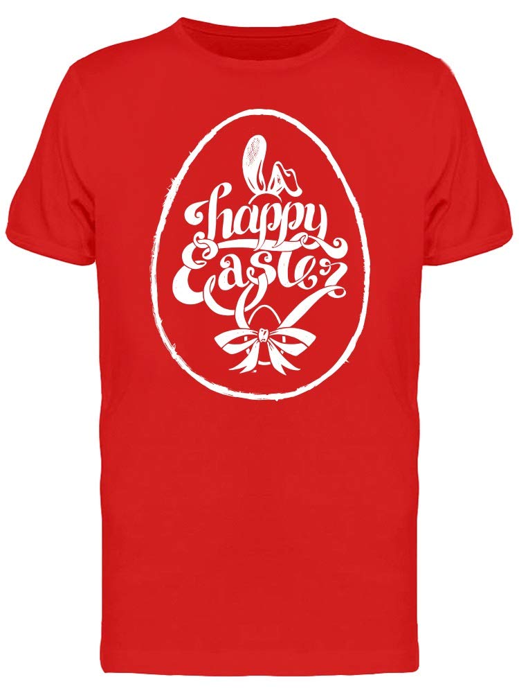 Smartprints Happy Easter Swirl Egg Doodle T-Shirt for Men - Red | Funny Easter Graphic Tee for Egg Hunt, Spring Parties & Holiday Festivities
