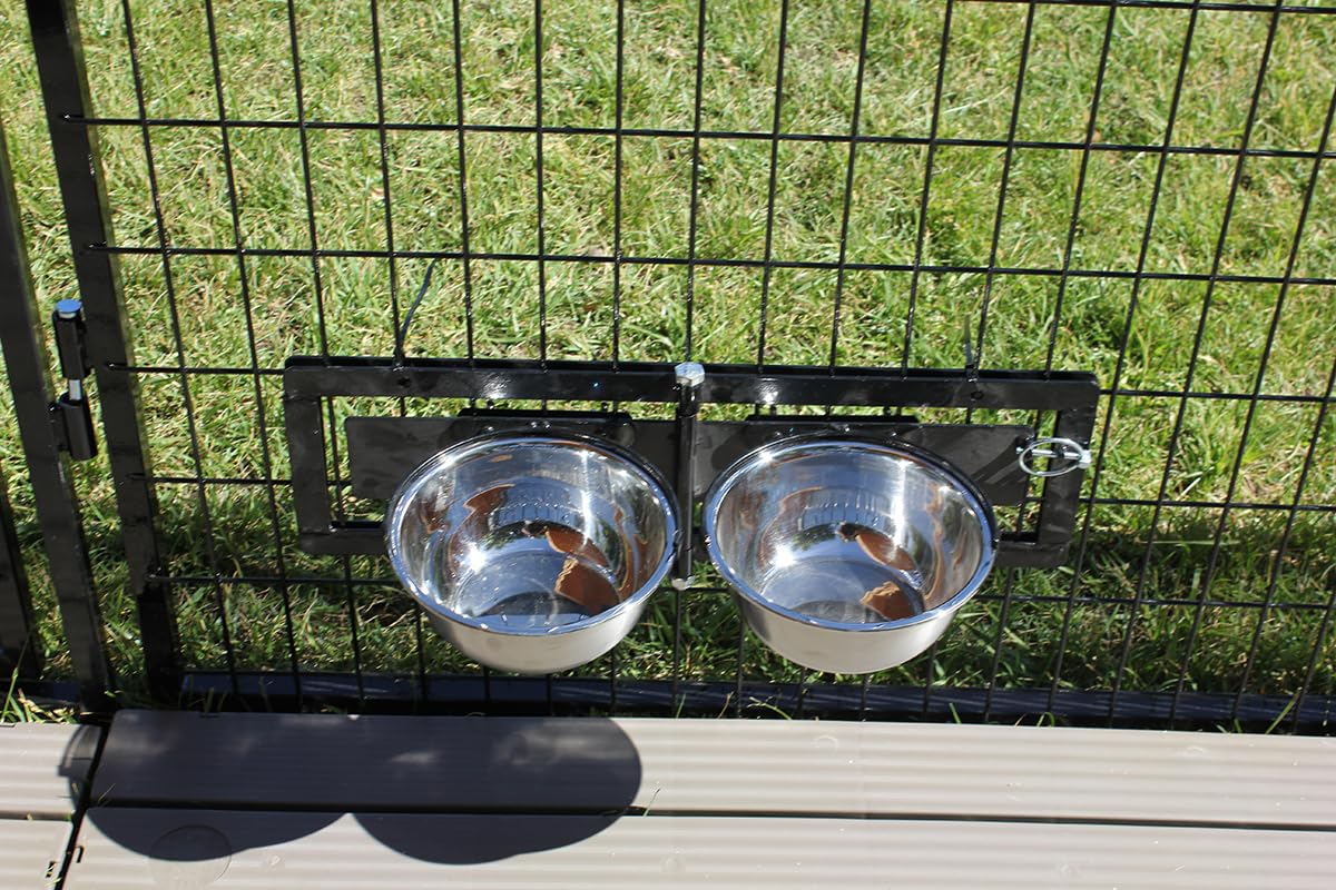 Stainless Steel Dog Bowls with Swivel Bracket - Durable Pet Feeding & Watering Station for Indoor/Outdoor Use - Perfect for Crates, Kennels, and Travel