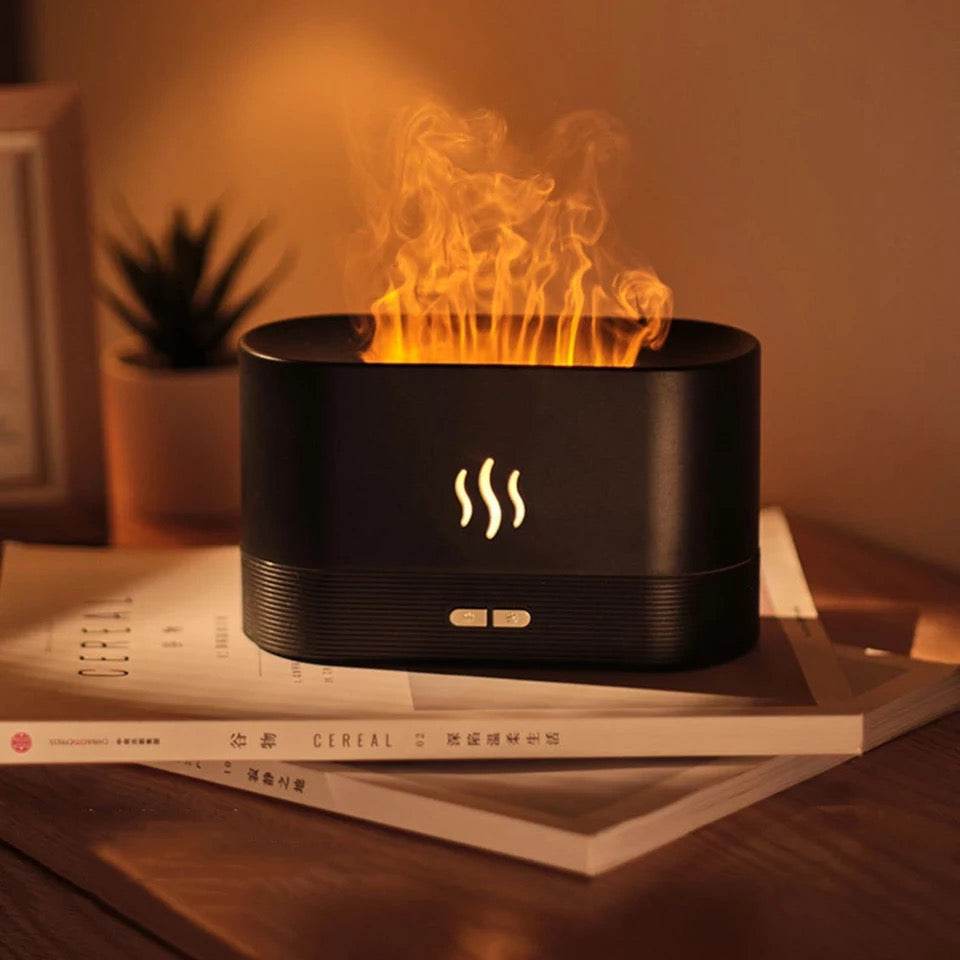Premium Flame Diffuser & Ultrasonic Humidifier - Aromatherapy Essential Oil Diffuser with LED Lights for Home, Office, Yoga & Spa Relaxation