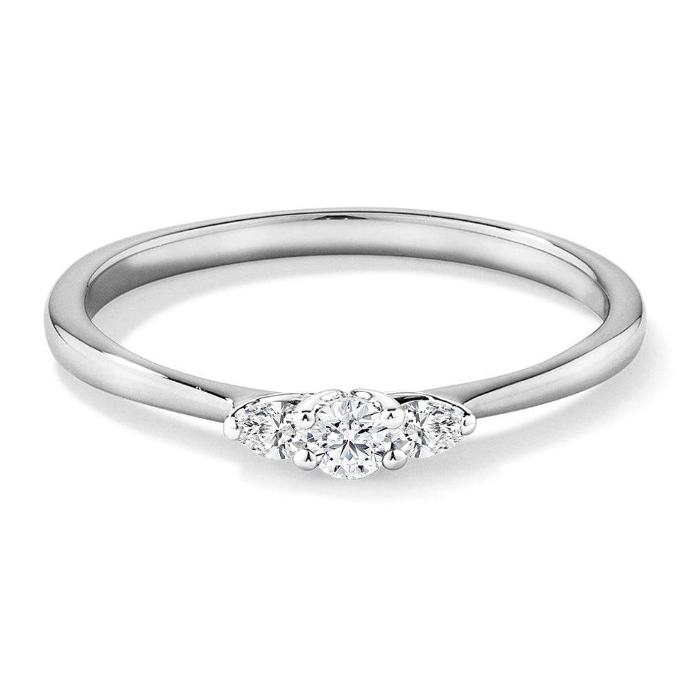 Three Stone Round Brilliant & Oval Cut Lab Grown Diamond Promise Ring for Engagement, Anniversary & Special Occasions