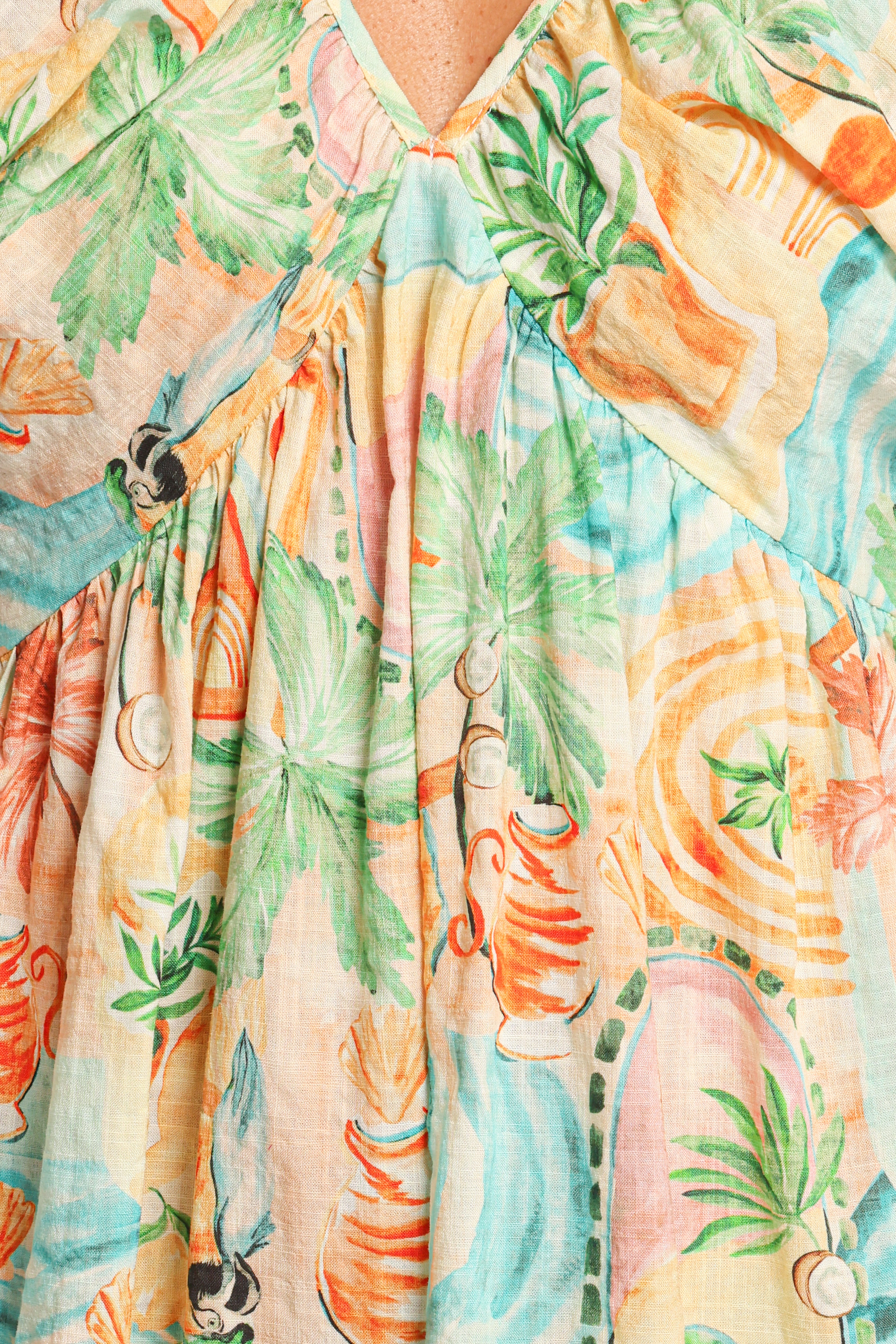 Cadhla Mini Dress - Elegant Golden Palm Print Summer Party Cocktail Dress for Women | Perfect for Beach Vacations, Date Nights & Special Occasions
