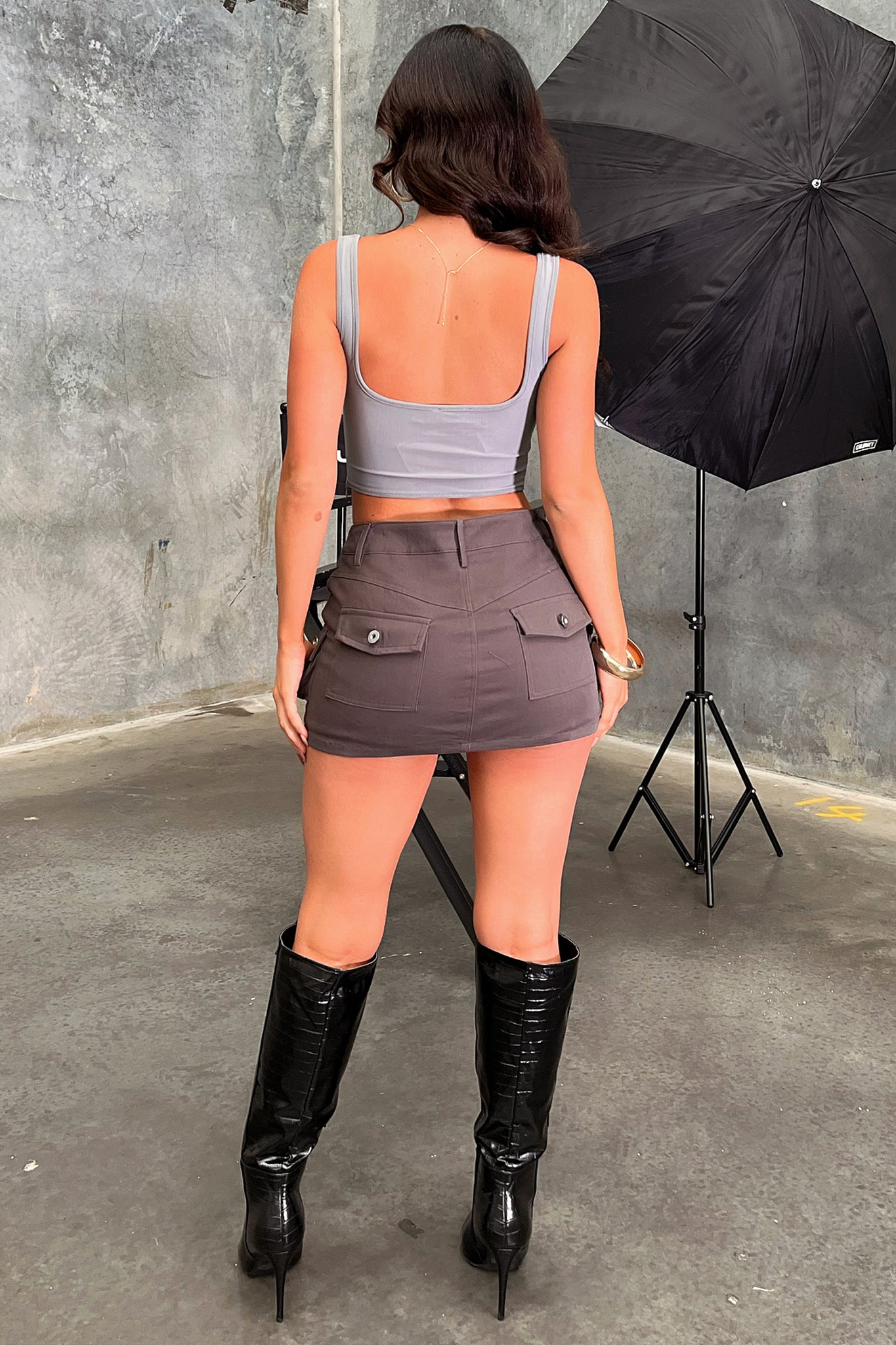 Carmen Cargo Skort for Women - Stylish Charcoal Utility Skirt with Pockets | Perfect for Hiking, Travel & Casual Outfits