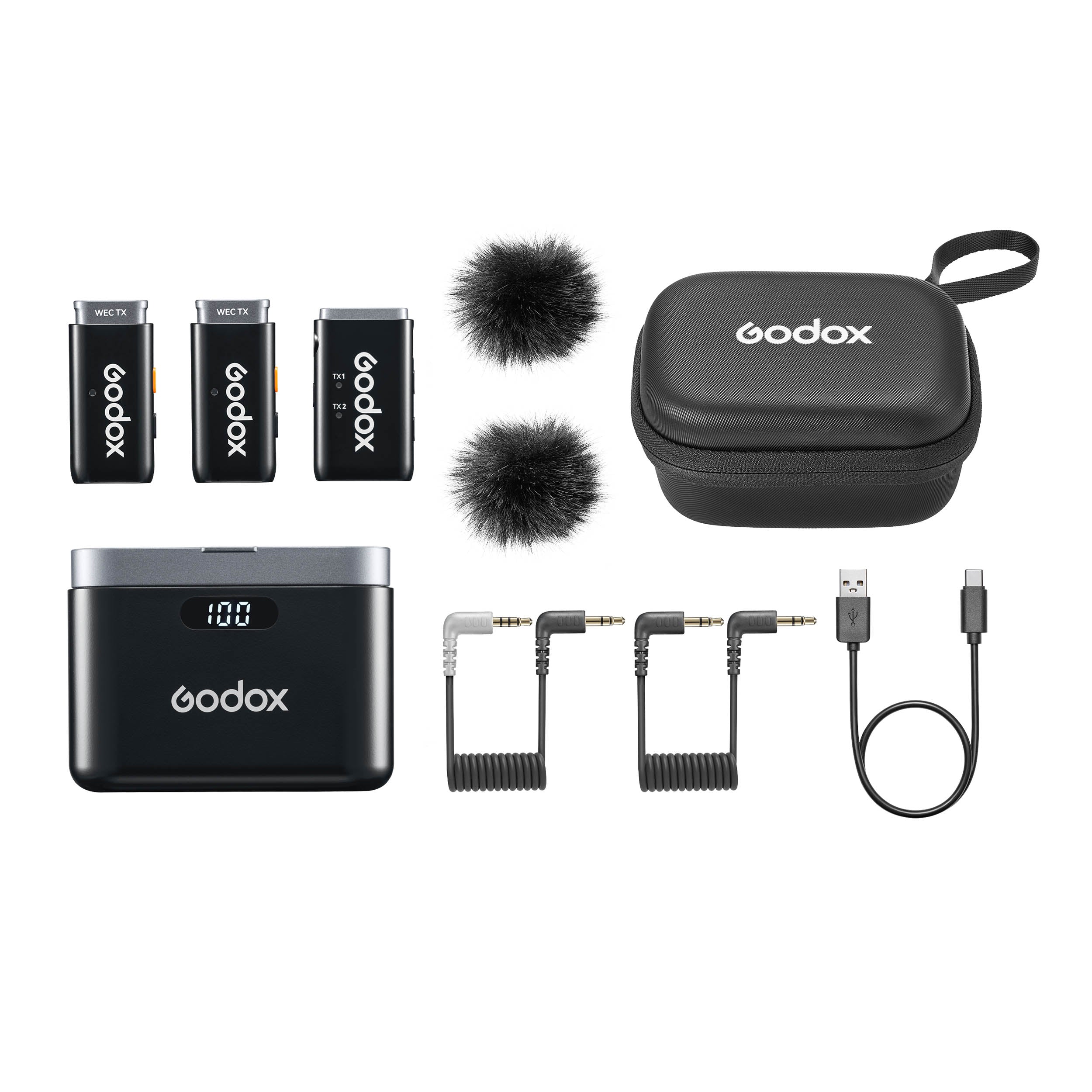 WEC Kit 2 2.4GHz Wireless Omnidirectional Lavalier Microphone System for YouTube, Vlogging, Interviews, and Live Streaming - Professional Hands-Free Mic with Noise Cancellation