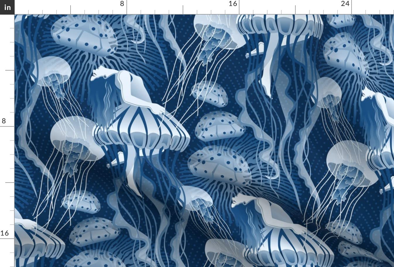 Underwater Dance Water Woman Printed Minky Fabric by The Yard - Blue Magical Jellyfish Design for Home Decor, Sewing Projects, Baby Blankets & Quilt Backing | Perfect for Nursery, DIY Crafts & Soft Plush Creations
