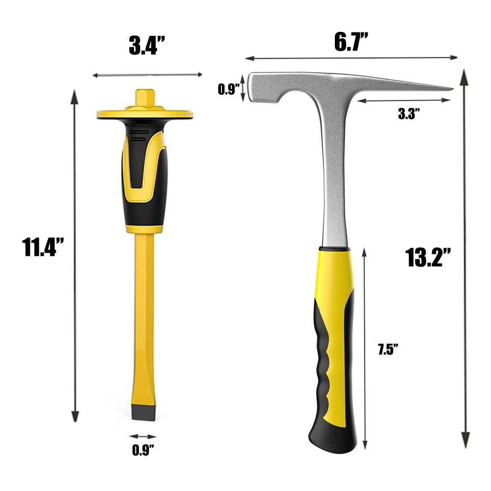 4-Piece Geology Rock Pick Hammer Kit with 32oz Rock Hammer, Chisels, Jewelers Loupe & Goggles – Professional Rock Hounding, Gold Mining & Prospecting Tool Set for Stone Breaking & Mineral Collecting – Perfect for Outdoor Adventures, Field Research & Gem Hunting
