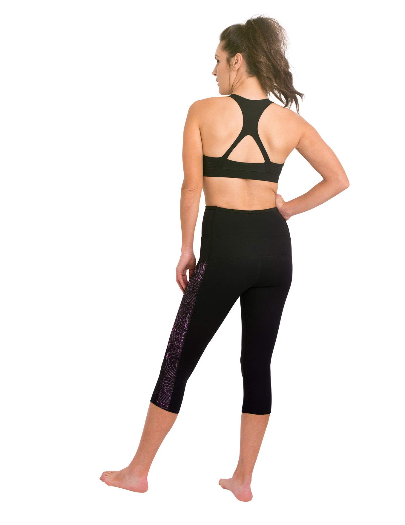Delfin Spa Women's Neoprene Workout Capris - Thermal Heat Retention Tummy Control Leggings for Yoga, Gym & Fitness Training