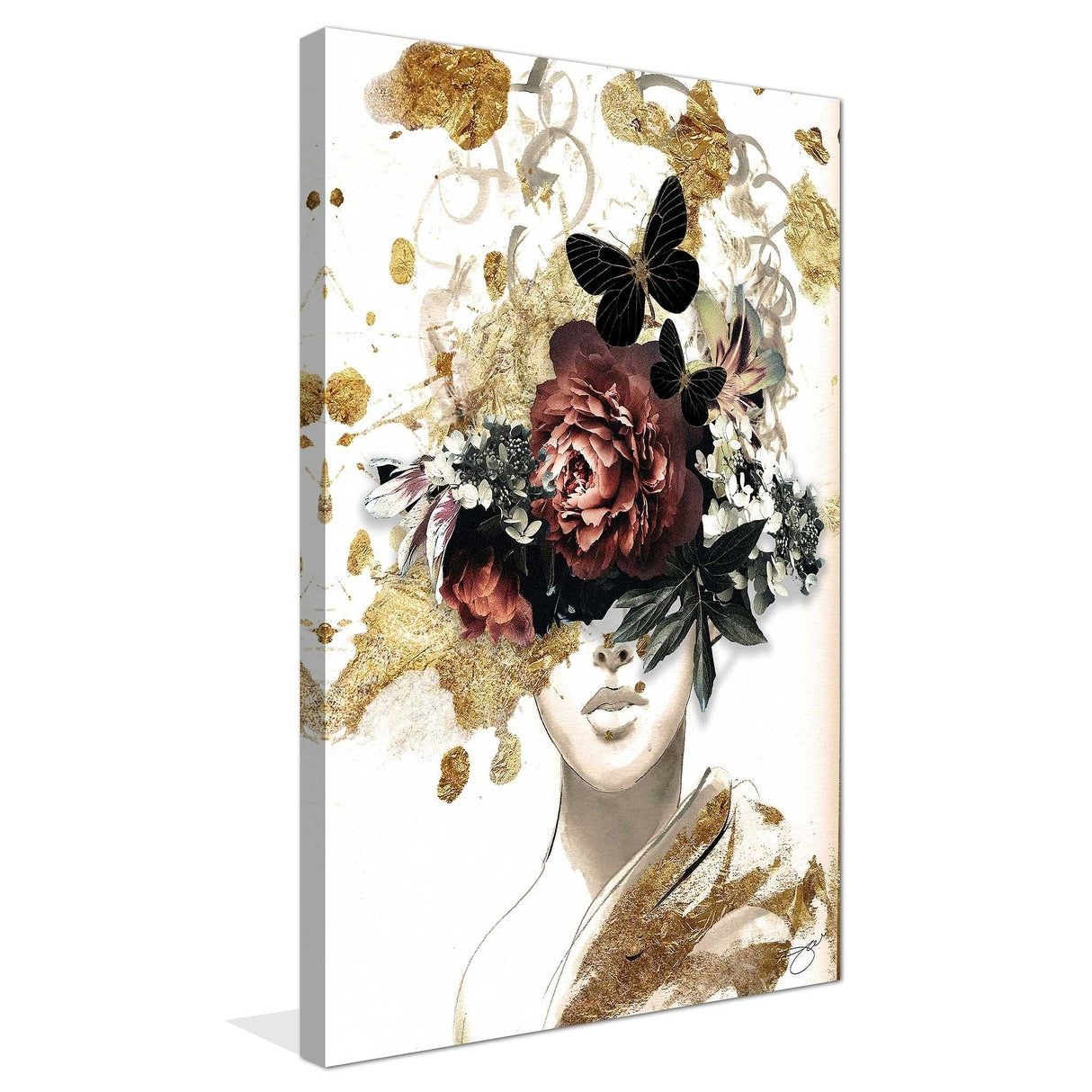 Antique Floral Canvas Print by Jodi - Vintage Wall Art for Living Room, Bedroom & Office Decor