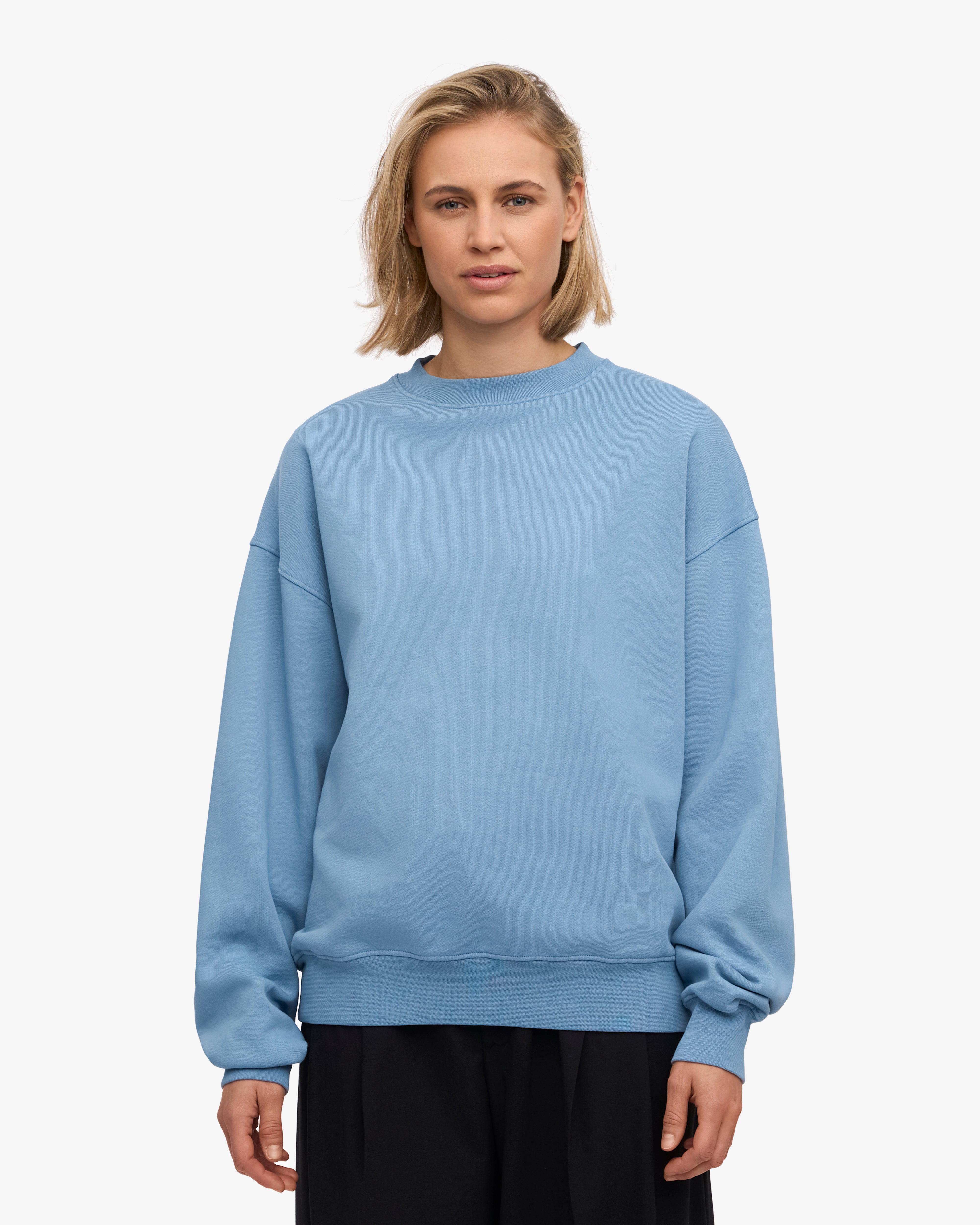 Organic Oversized Crewneck Sweatshirt - Seaside Blue | Soft & Comfortable Pullover for Men & Women | Perfect for Casual Wear, Lounging & Outdoor Activities