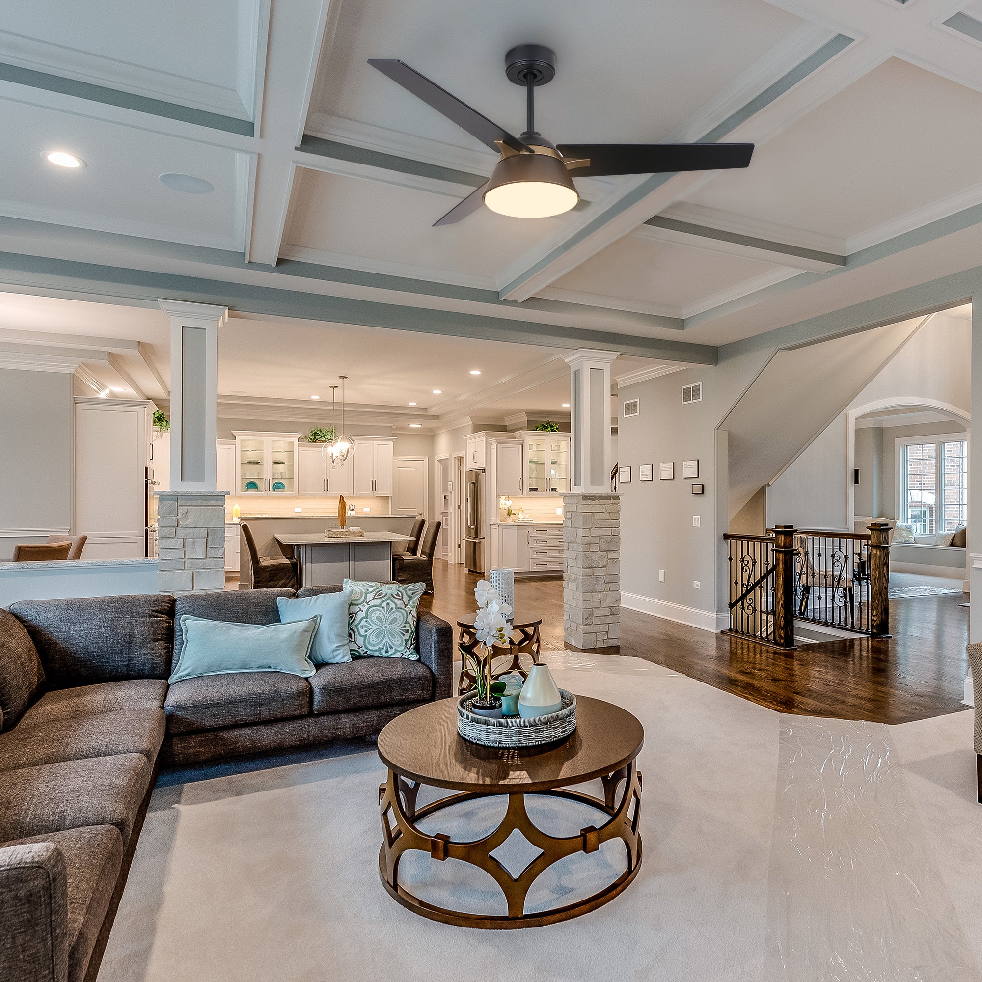 48 Inch Lismore Ceiling Fan with LED Light and Remote Control - Perfect for Living Room, Bedroom, and Outdoor Patio Cooling