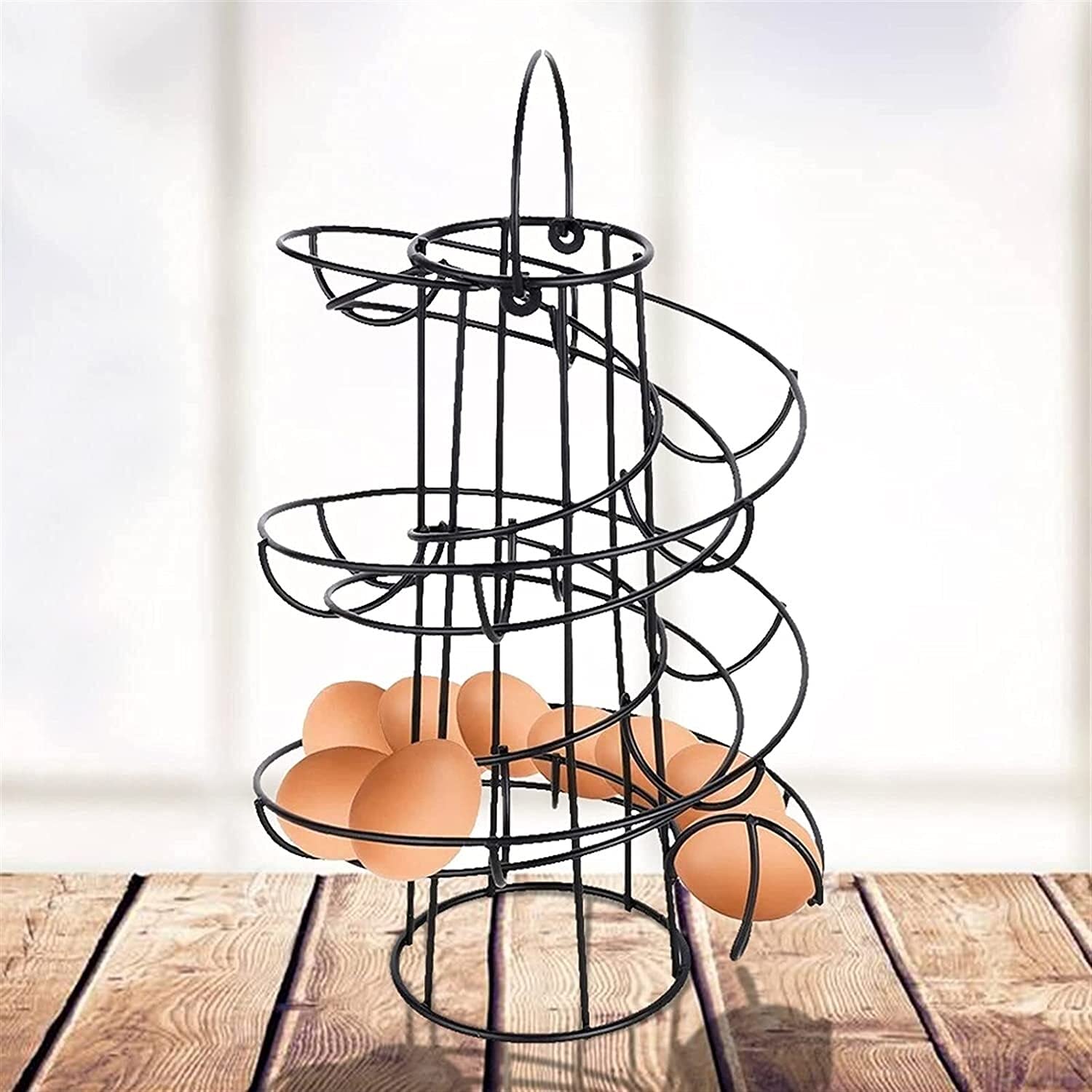 WKLIANGYUANPING Spiral Egg Holder for Refrigerator - Space Saving Egg Storage Container with Art Design, Portable Kitchen Organizer Basket for Home & Restaurant Use | Perfect for Fridge Organization & Decorative Kitchen Storage