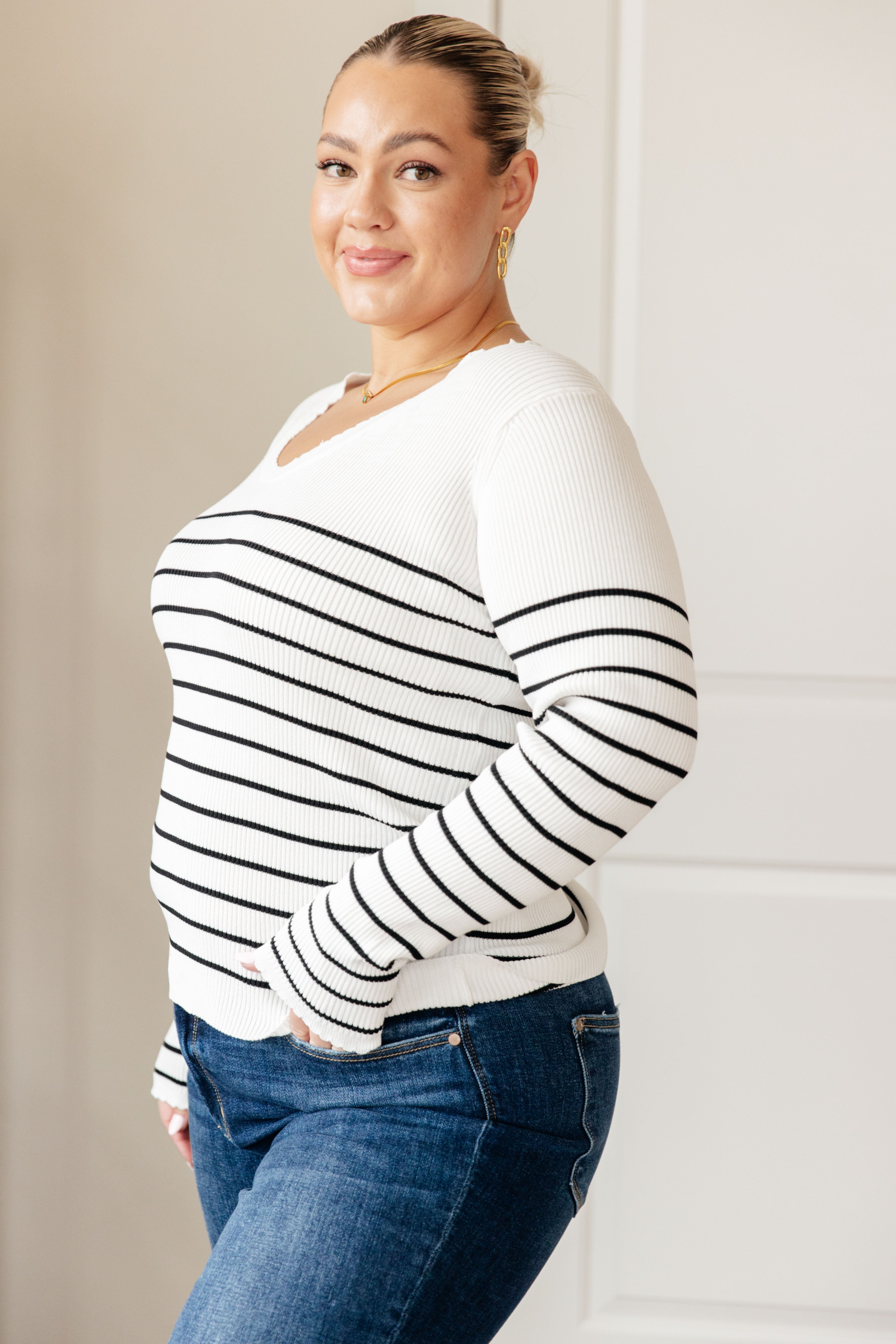 Be Still V-Neck Striped Sweater for Women | Soft & Comfortable Knit Pullover | Perfect for Fall & Winter Layering | Office, Casual & Date Night Outfits