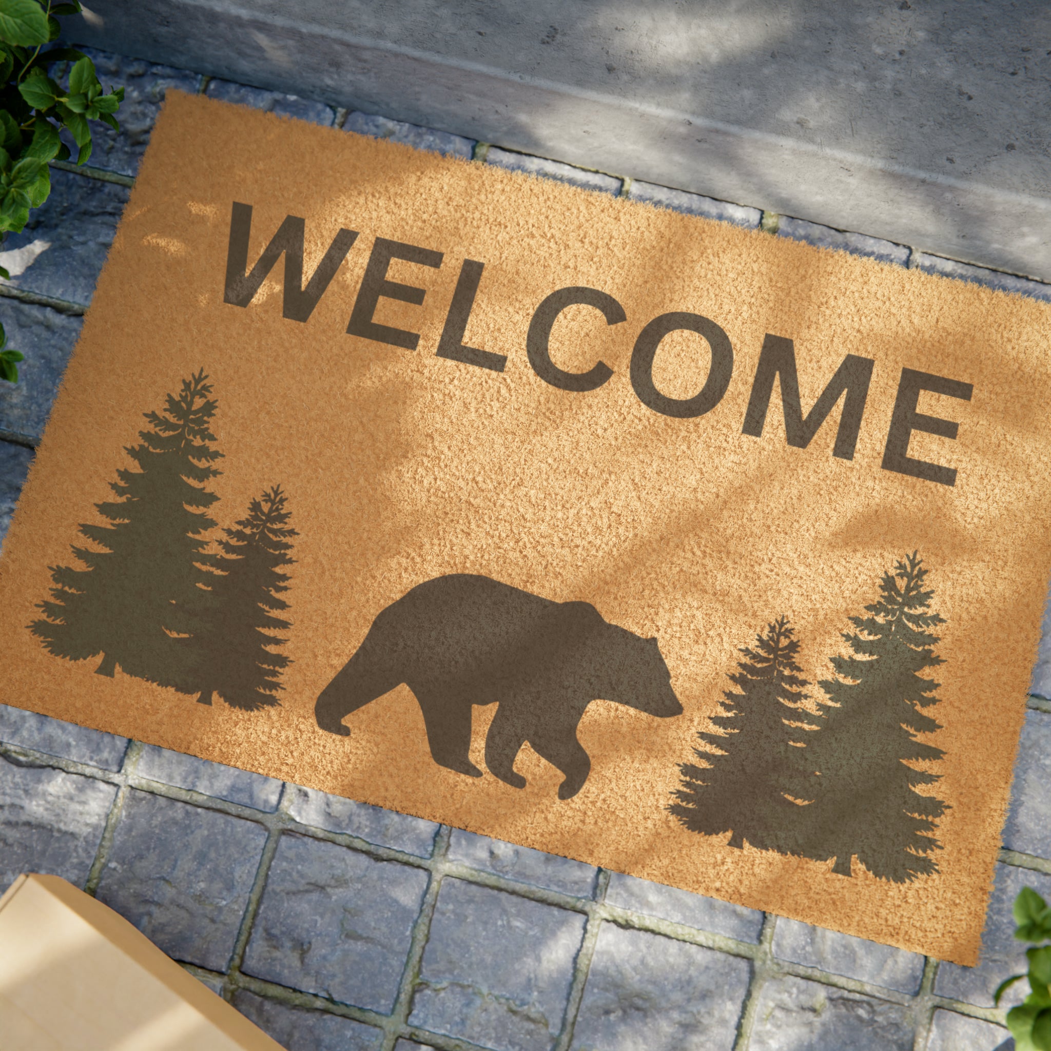 Bear Lodge Welcome Mat - Heavy Duty Non-Slip Outdoor Doormat for Front Door Entrance - Perfect for Cabin, Ranch & Log Home Decor