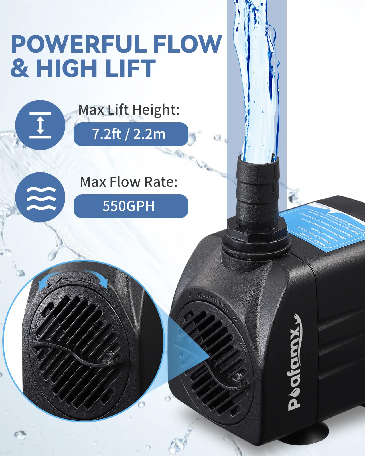 Poafamx 42 Gallon Aquarium Chiller with 550GPH Submersible Water Pump & 7.2FT High Lift - Save $8 | Perfect for Saltwater & Freshwater Fish Tanks, Hydroponics & Aquaponics Systems