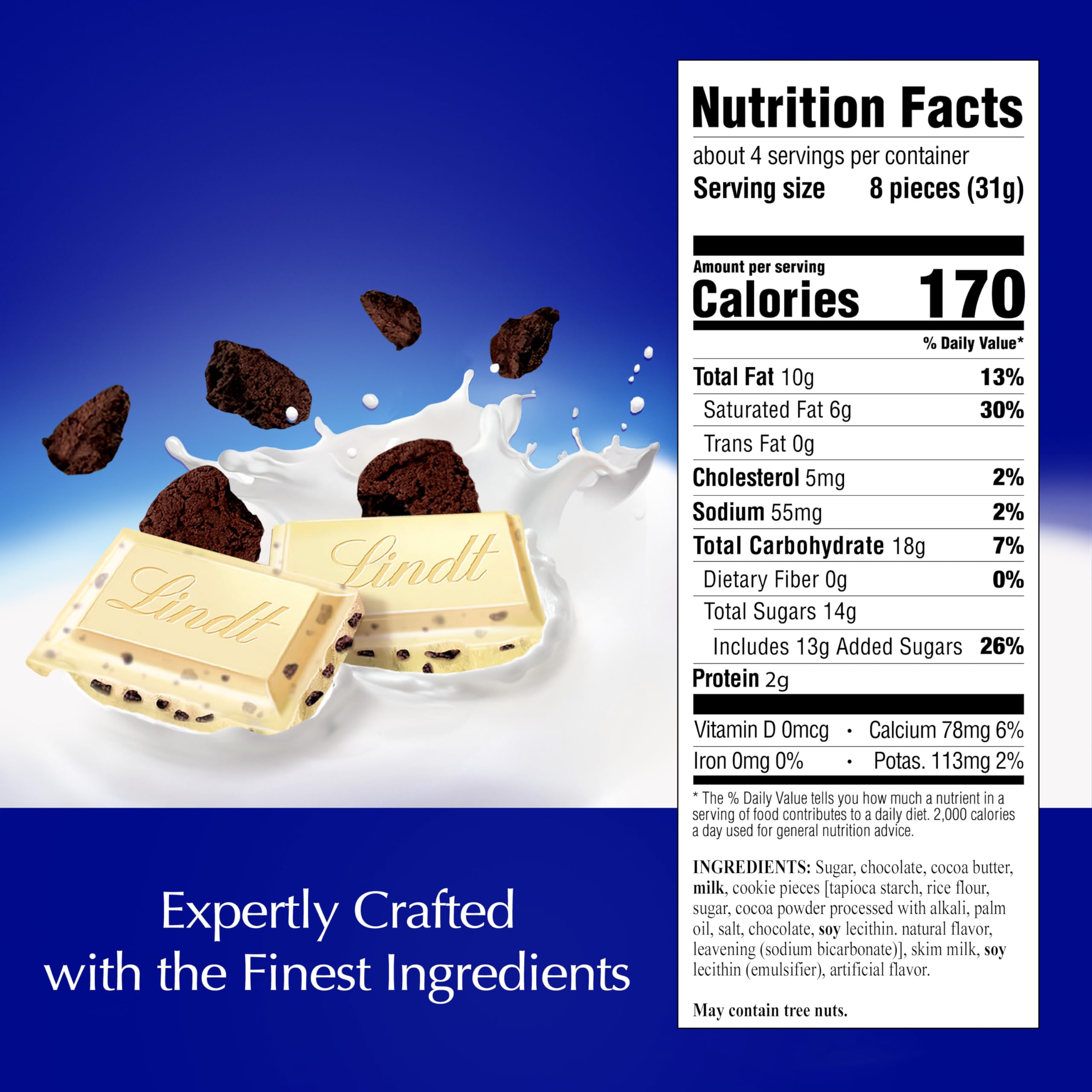 Lindt CLASSIC RECIPE Cookies and Creme White Chocolate Candy Bar - 4.2 oz | Delicious White Chocolate with Chocolate Cookie Pieces | Perfect for Gifts, Snacking & Dessert Toppings