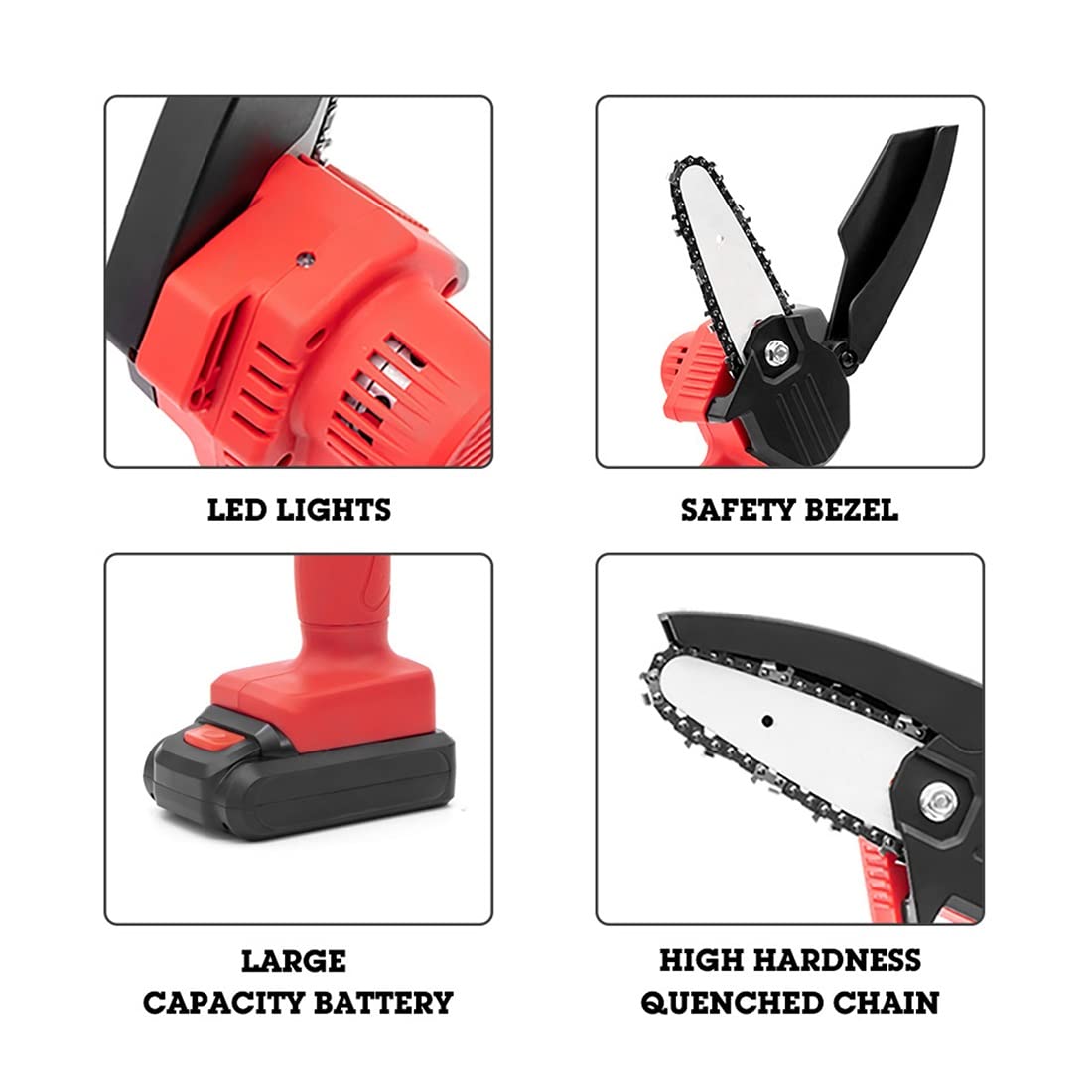 4 Inch Mini Chainsaw Cordless - 24V Battery Powered Handheld Chainsaw with Splash Guard & Safety Lock, 2 Rechargeable Batteries - Perfect for Wood Cutting, Tree Pruning, DIY Projects & Yard Maintenance