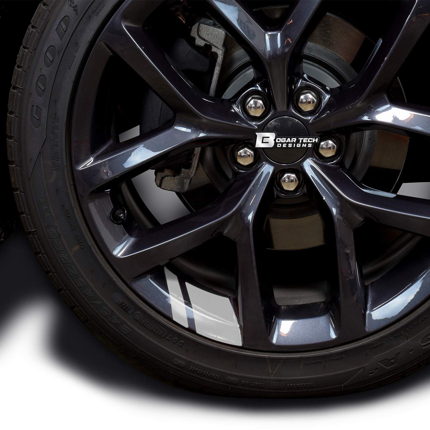 BOGAR TECH DESIGNS - Premium Gloss Silver Wheel Rim Decal Stripes for 18