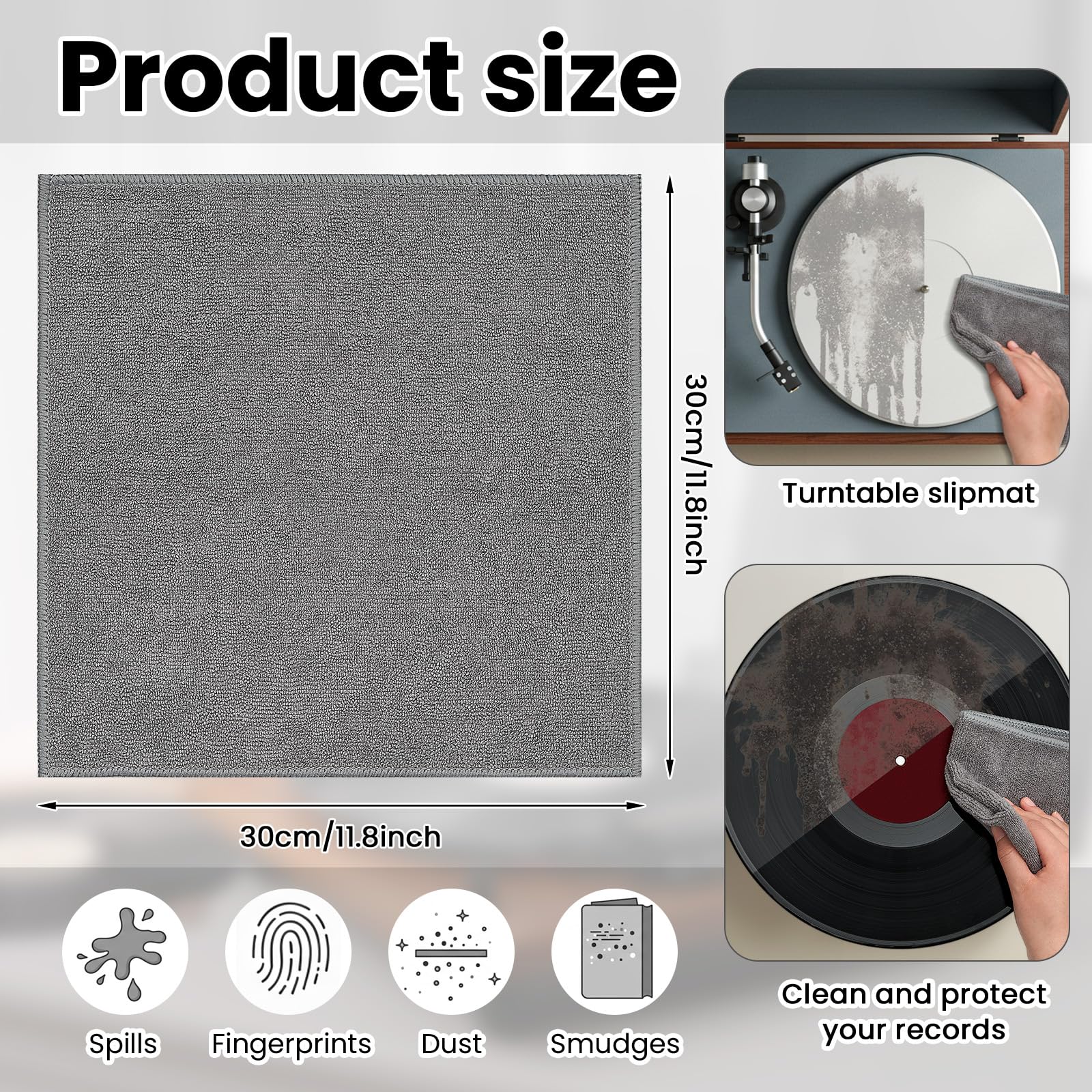 Honeydak 8-Pack Anti-Static Microfiber Cleaning Cloths for Vinyl Records, Glasses, TV Screens & Laptops – Ultra-Soft Scratch-Free Dust Removal for Audiophiles & Electronics