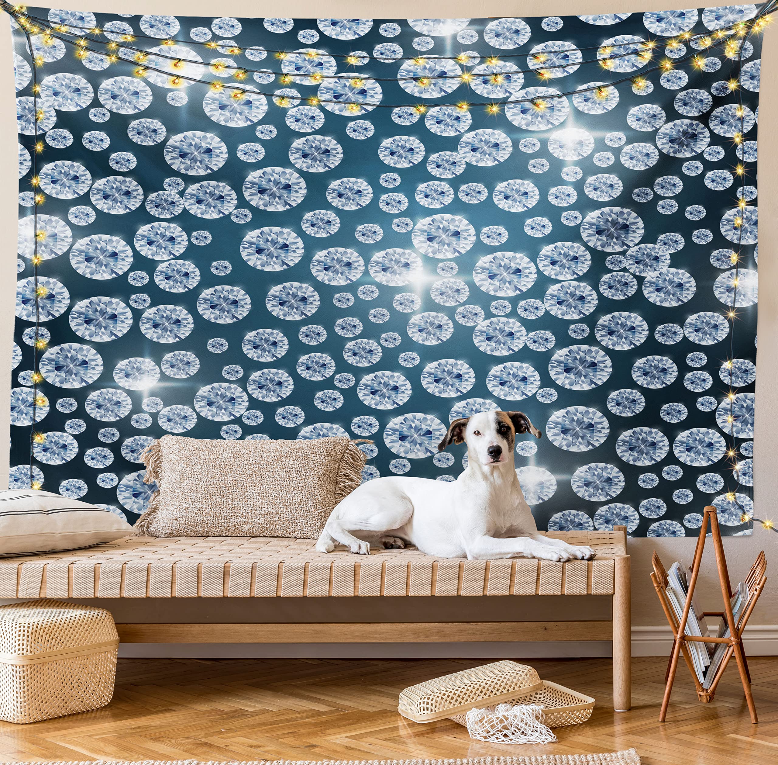 Ambesonne Diamond Tapestry - Carbon Atom Cubic Structure Science Art Fabric Wall Hanging for Bedroom & Living Room Decor, 28x23 Inches, Dark Grey | Perfect for Dorm Rooms, Home Offices & Science-Themed Parties