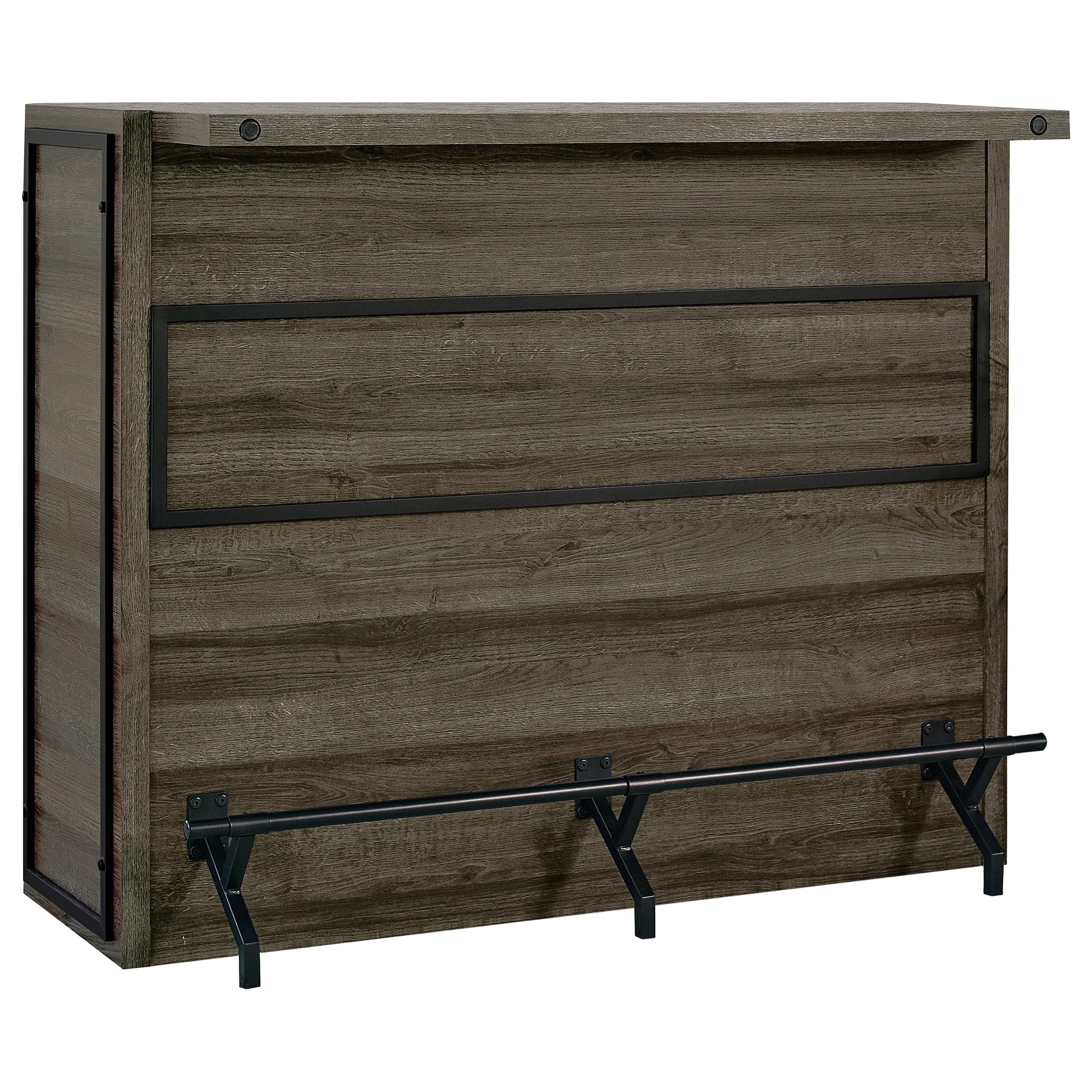 Coaster Home Furnishings Joe Rustic Farmhouse 5-Shelf Bar Cabinet - Aged Oak Wine & Liquor Storage Unit 182071 | Perfect for Dining Room, Kitchen or Basement Home Bar Setup
