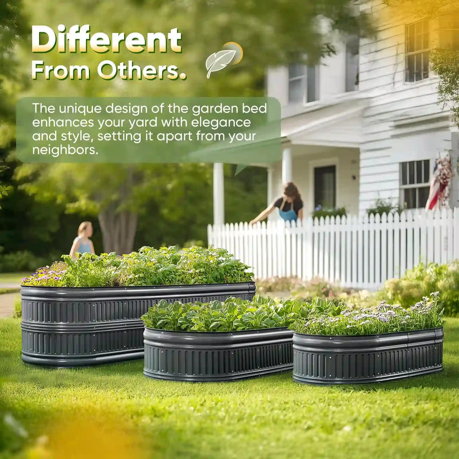 71x24x24 Inch Oval Elevated Raised Garden Bed Kit for Vegetables, Flowers & Herbs - Perfect for Backyard, Patio & Small Space Gardening