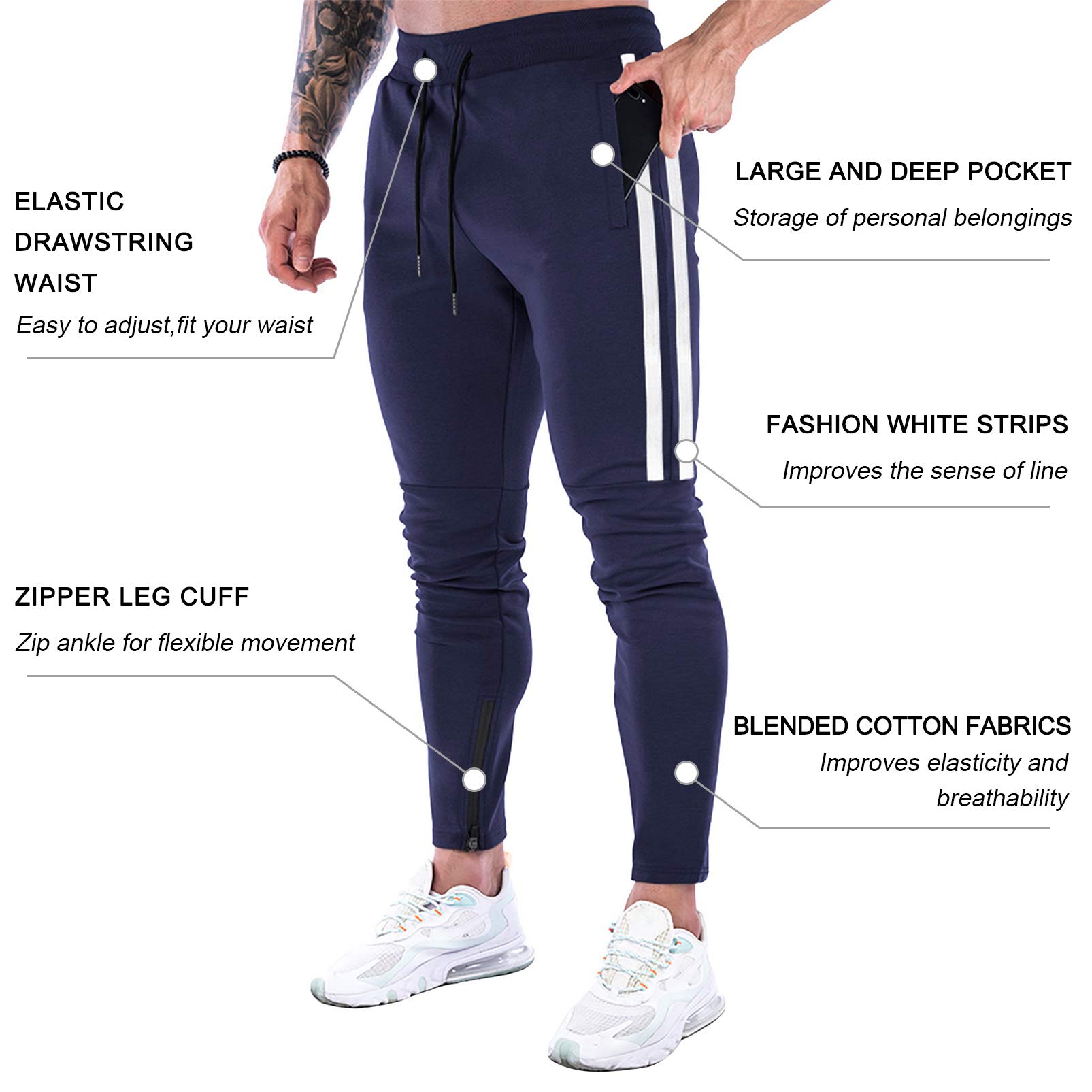 DIOTSR Men's Workout Jogger Pants - Slim Fit Running Sweatpants with Pockets | Gym & Training Track Pants for Men | Perfect for Running, Yoga & Casual Wear